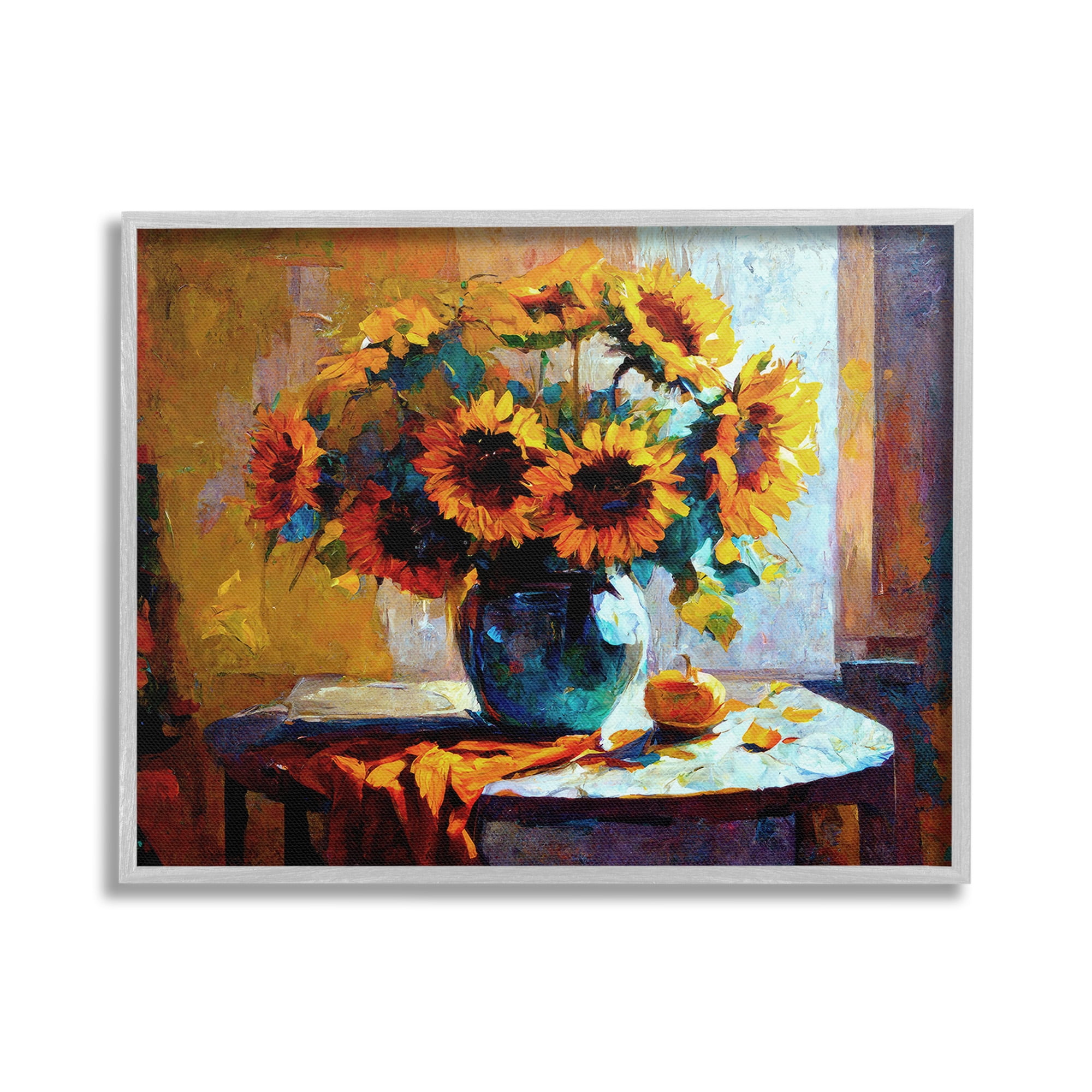Stupell Industries Bouquet Still Life Painting Botanical & Floral Painting Gray Framed Art Print Wall Art, 30 x 24