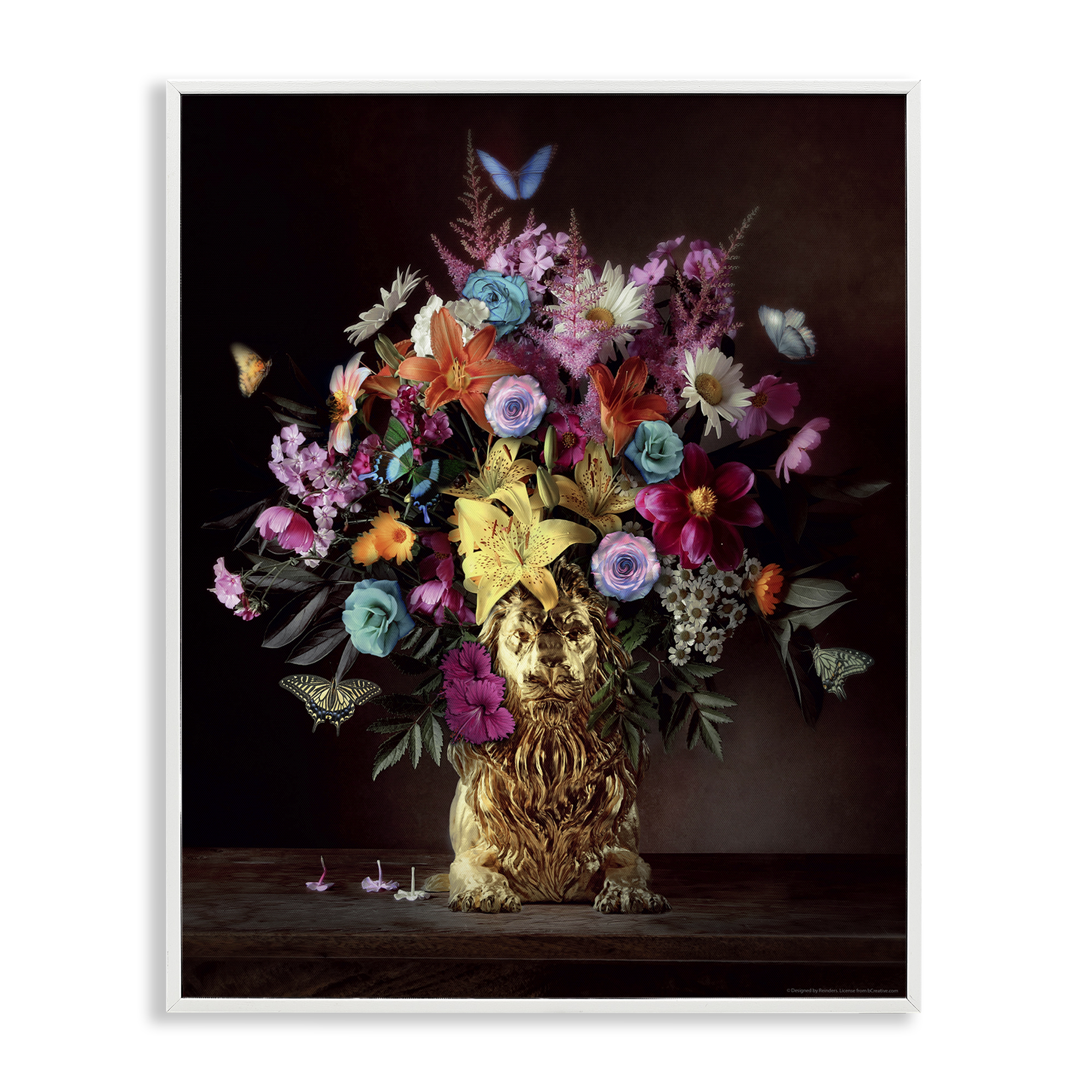 Stupell Industries Bouquet in Dog Vase Plants & Flowers Painting White Framed Art Print Wall Art, 11 x 14