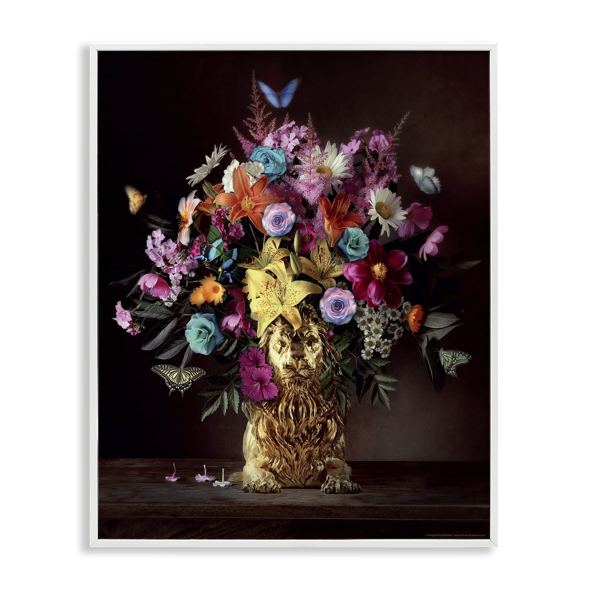 Stupell Industries Bouquet in Dog Vase Plants & Flowers Painting White Framed Art Print Wall Art, 16 x 20