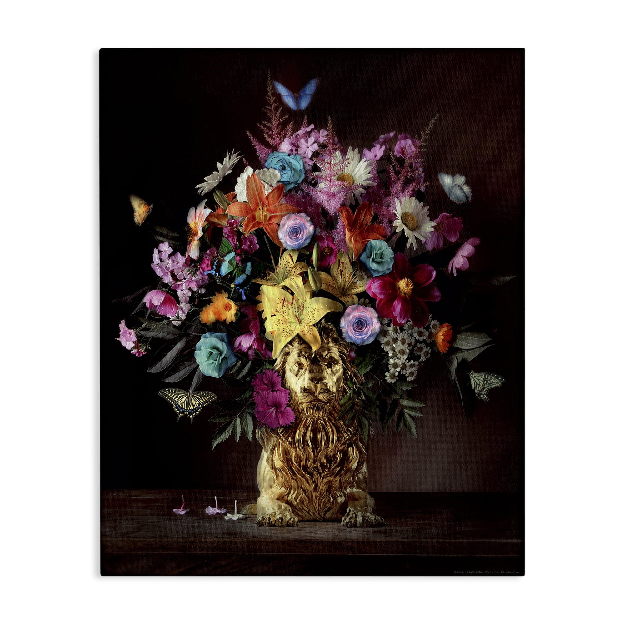 Stupell Industries Bouquet in Dog Vase Plants & Flowers Painting Wrapped Canvas Art Print Wall Art, 16 x 20