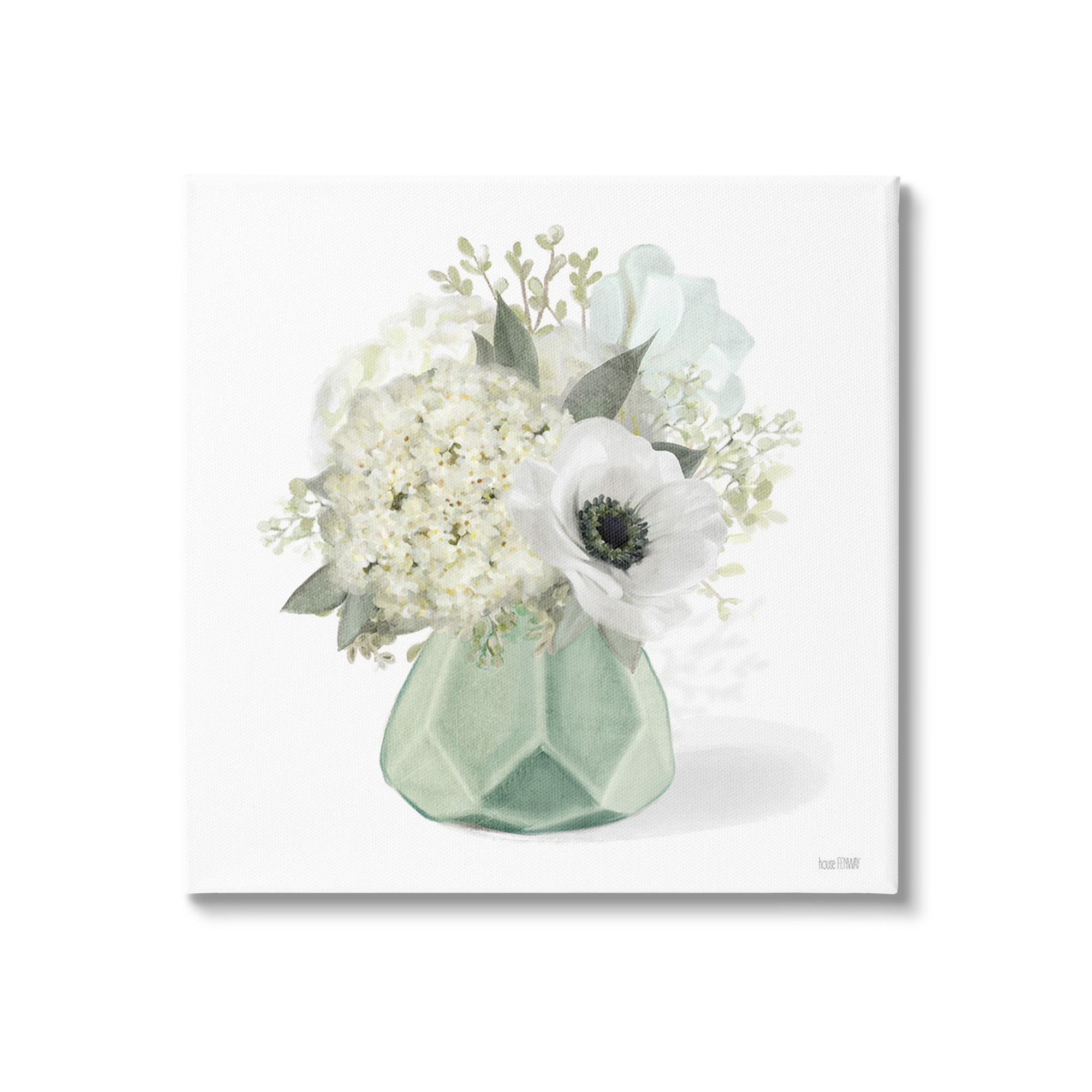 Stupell Industries Bouquet in Geometric Vase Botanical & Floral Painting Gallery Wrapped Canvas Art Print Wall Art, 30 x 30