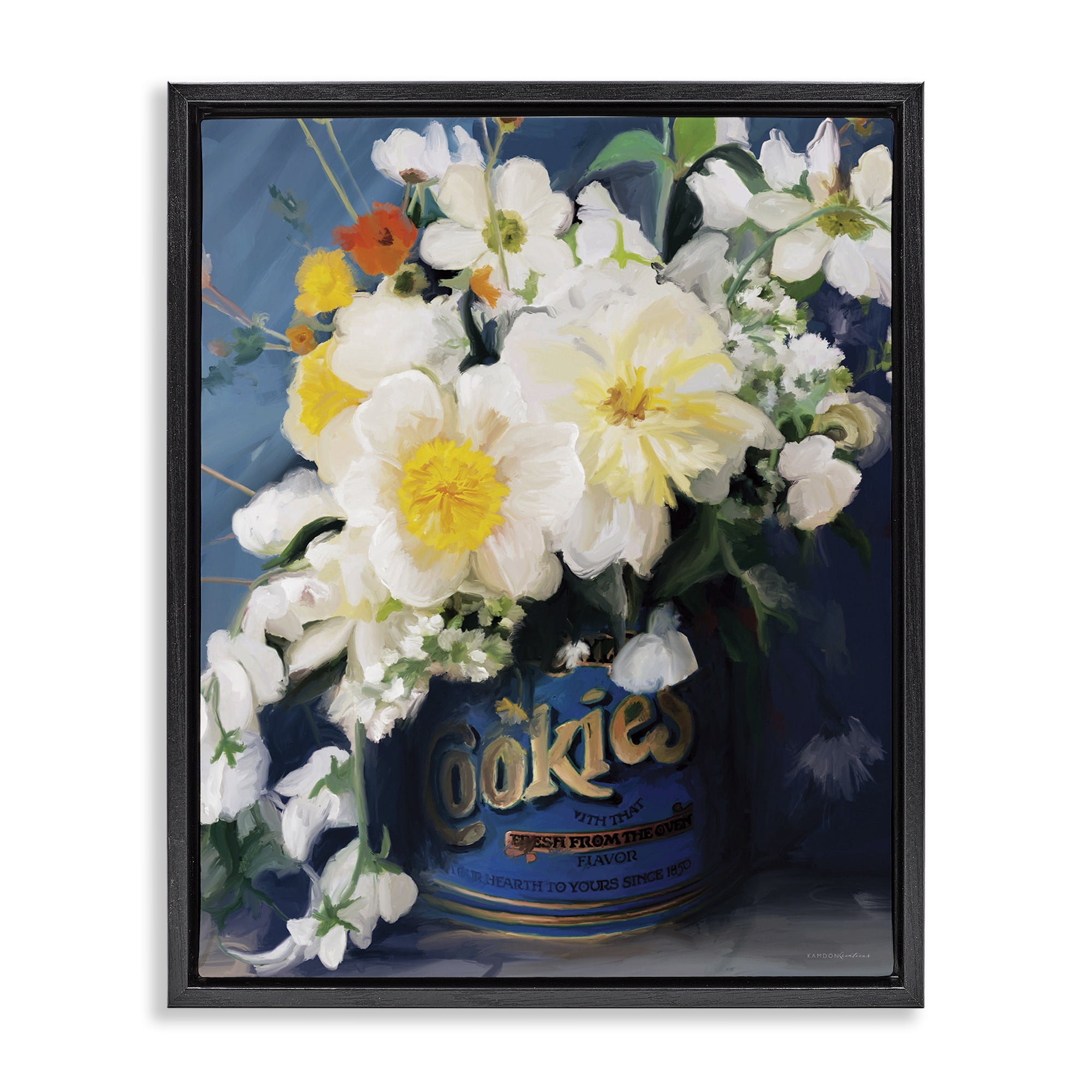 Stupell Industries Bouquet in Vintage Jar Botanical & Floral Painting Black Floater Framed Art Print Wall Art, 25 x 31