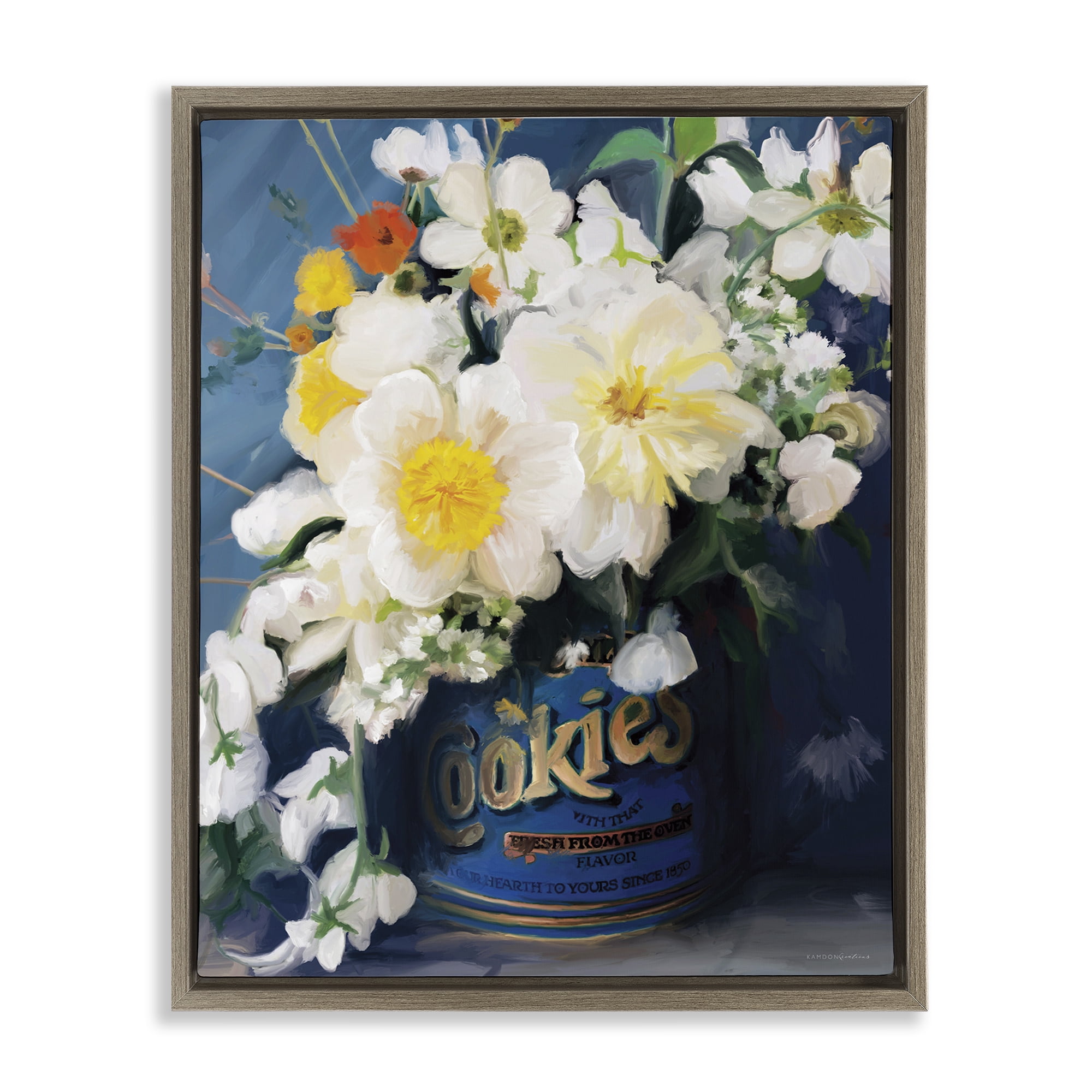 Stupell Industries Bouquet in Vintage Jar Botanical & Floral Painting Brown Floater Framed Art Print Wall Art, 25 x 31
