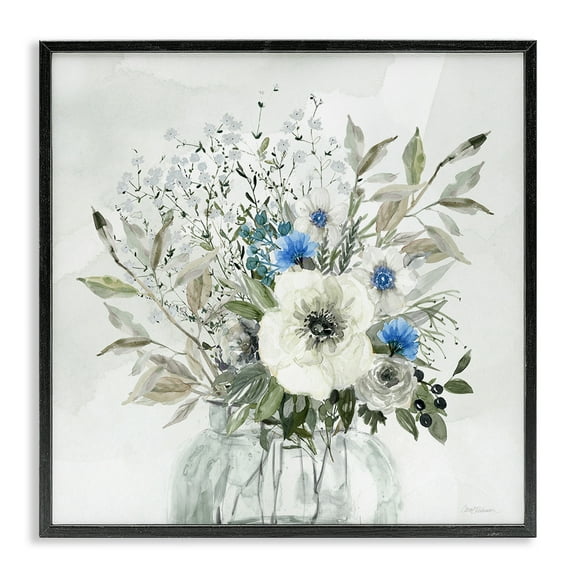 Stupell Industries Bouquet of Country Florals Plants & Flowers Painting Black Framed Art Print Wall Art, 12 x 12