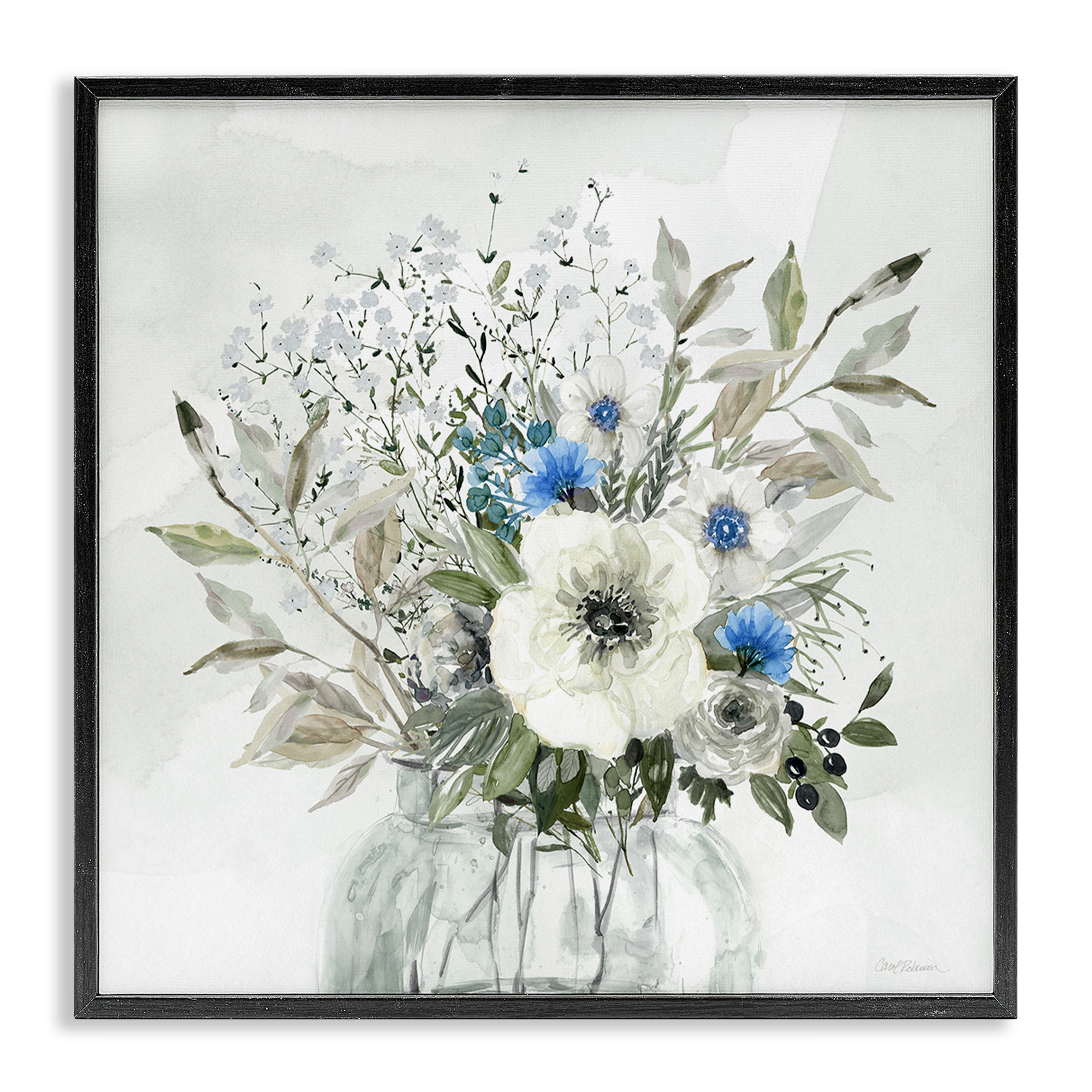 Stupell Industries Bouquet of Country Florals Plants & Flowers Painting Black Framed Art Print Wall Art, 24 x 24