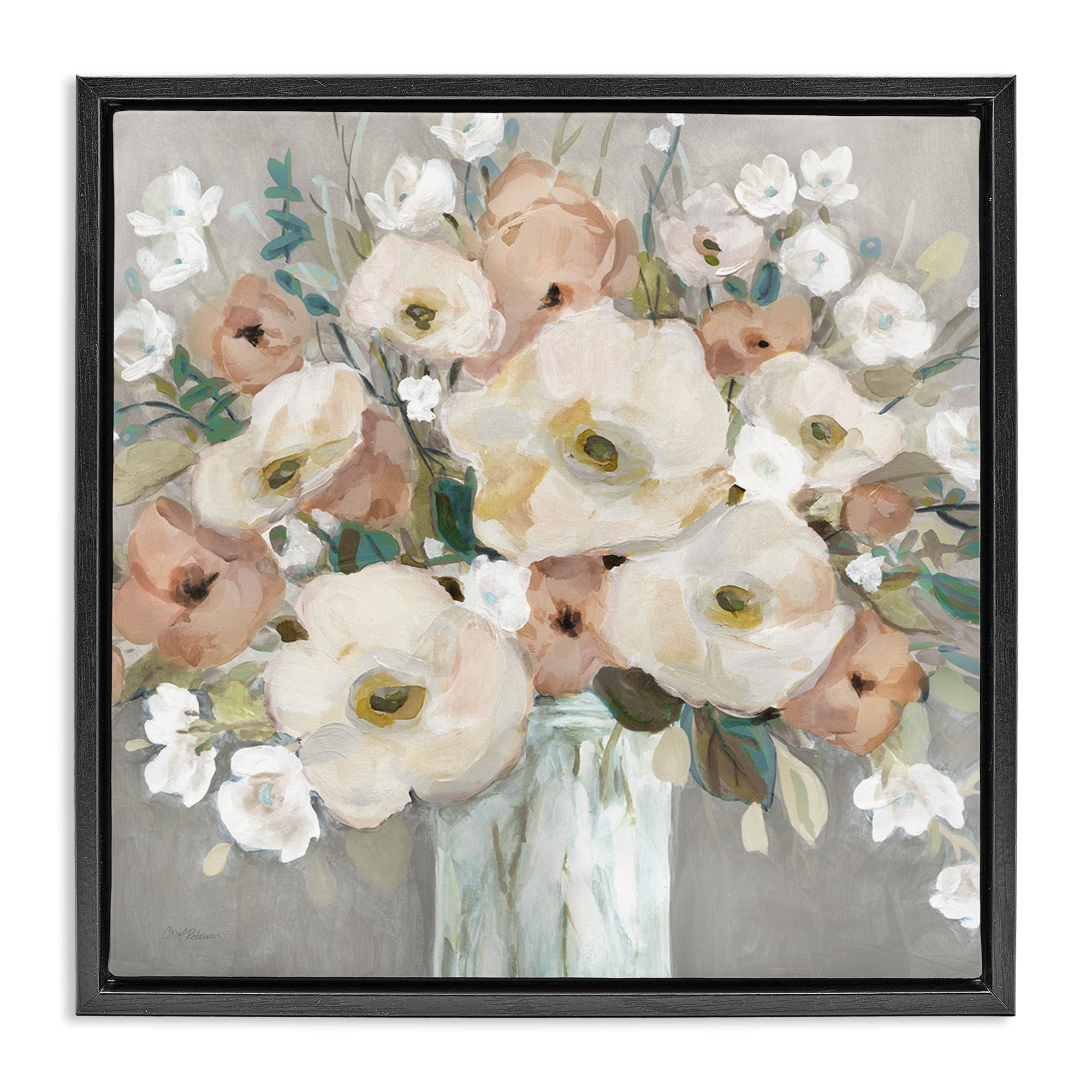 Stupell Industries Bouquet of Pastels Botanical & Floral Painting Black Floater Framed Art Print Wall Art, 25 x 25