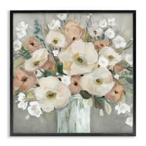 Stupell Industries Bouquet of Pastels Botanical & Floral Painting Black Framed Art Print Wall Art, 12 x 12