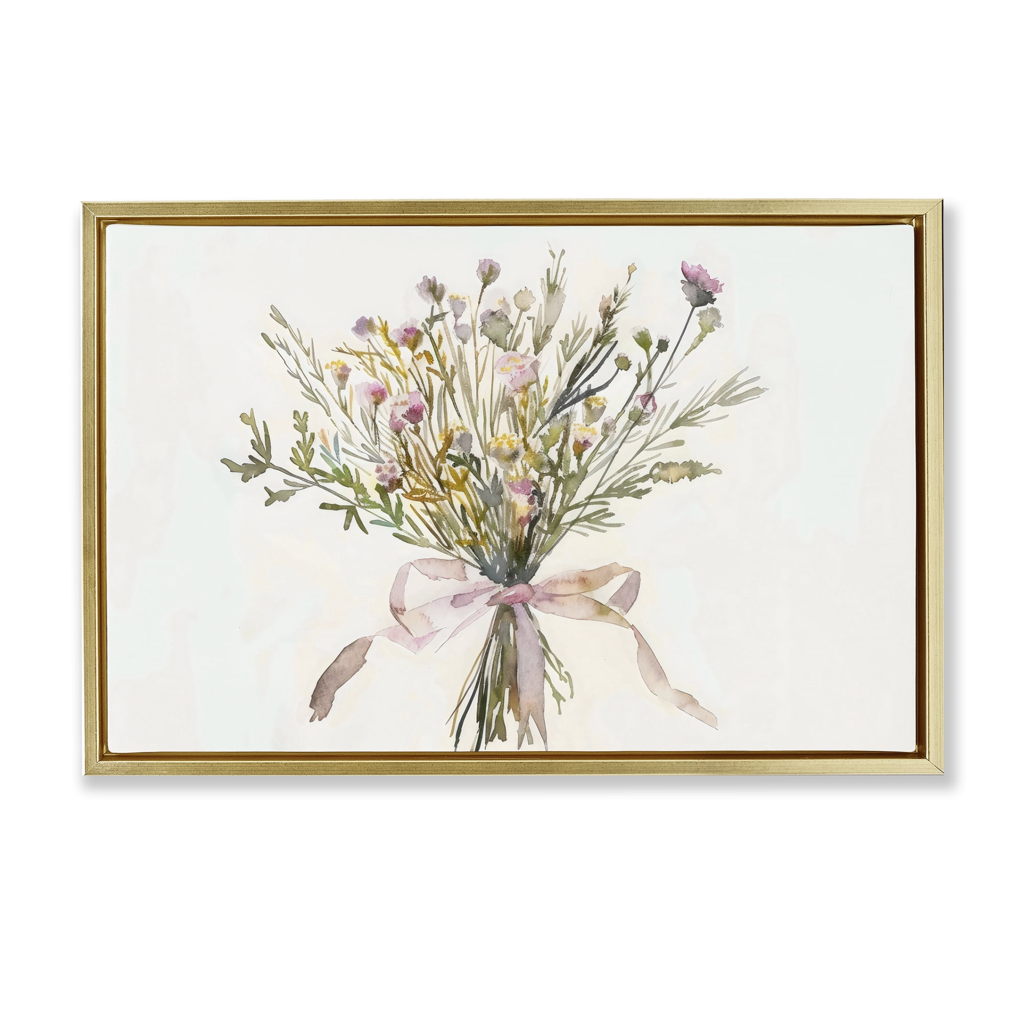 Stupell Industries Bouquet of Spring Wildflowers Gold Framed Floater Canvas Wall Art, design by Creative Studio
