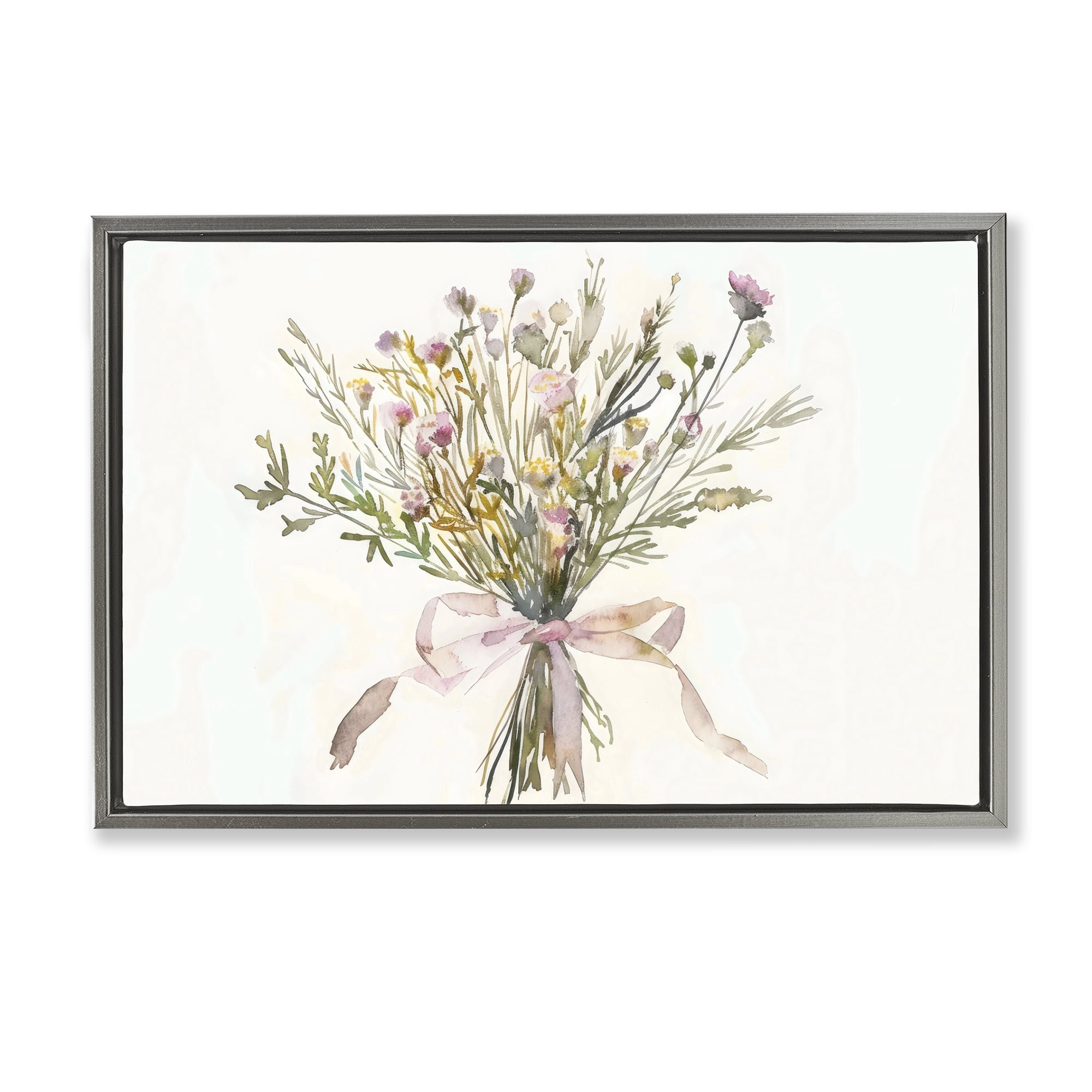 Stupell Industries Bouquet of Spring Wildflowers Gray Framed Floater Canvas Wall Art, design by Creative Studio