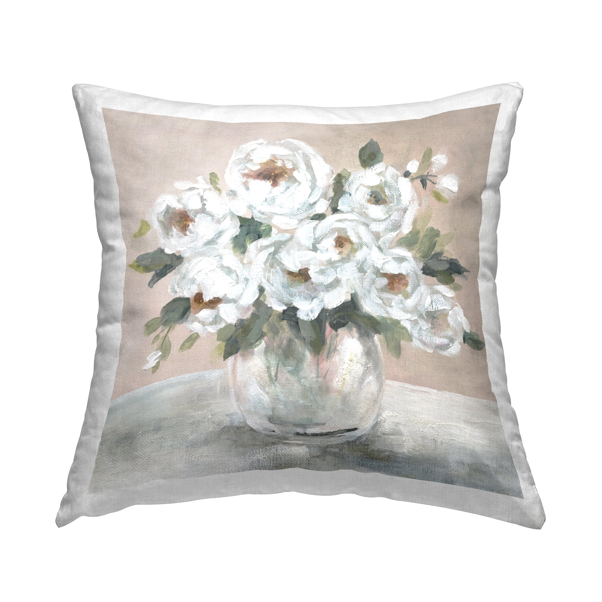 Stupell Industries Bouquet of White Flowers Square Decorative Printed Throw Pillow, 18 x 18