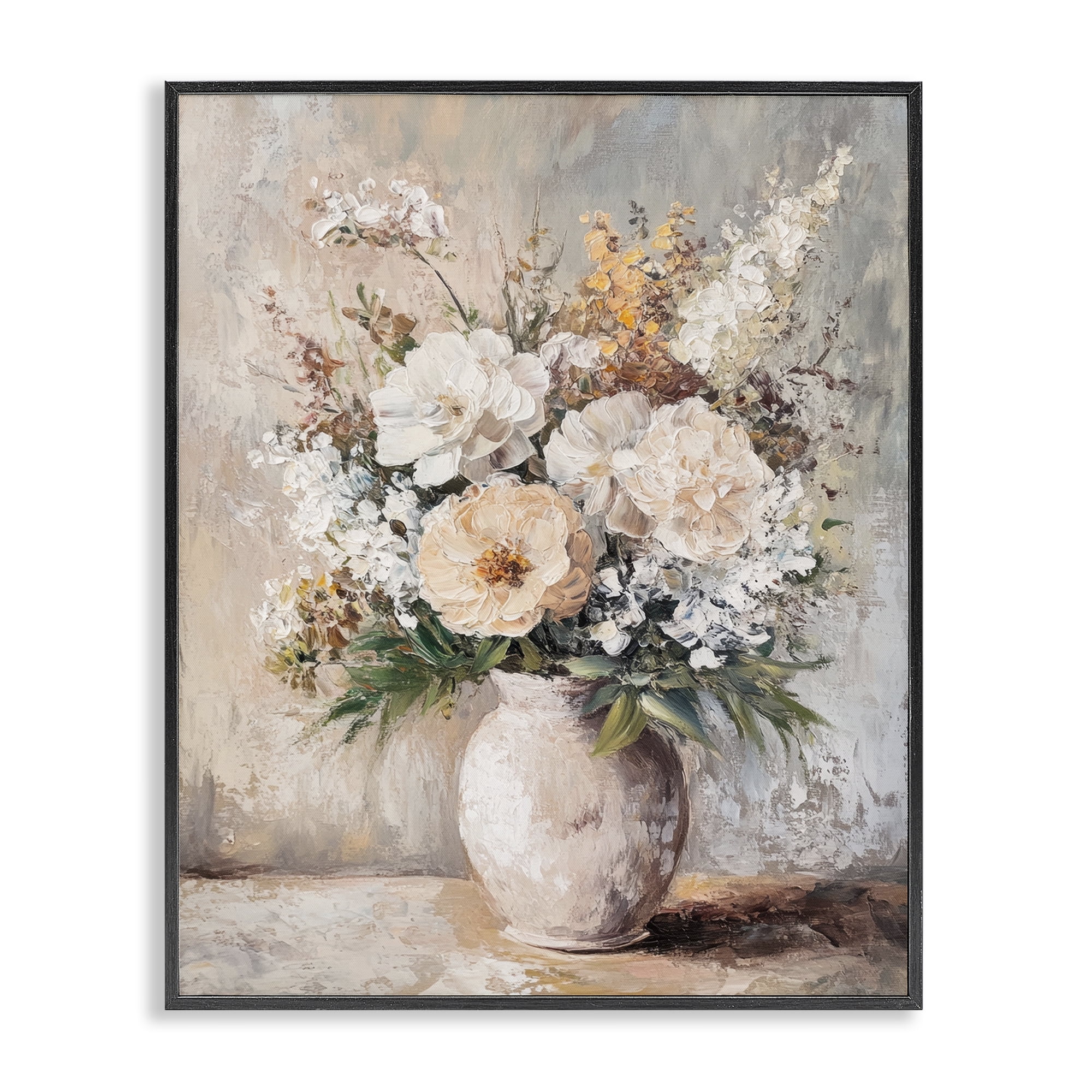 Stupell Industries Bouquet of Wildflowers Plants & Flowers Painting Black Framed Art Print Wall Art, 16 x 20