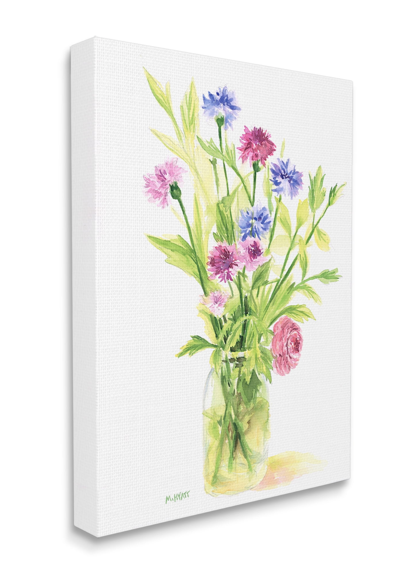 Stupell Industries Bouquet of Wildflowers Soft Green Purple Blue Watercolor Canvas Wall Art, 16 x 20, Design by Melissa Hyatt LLC