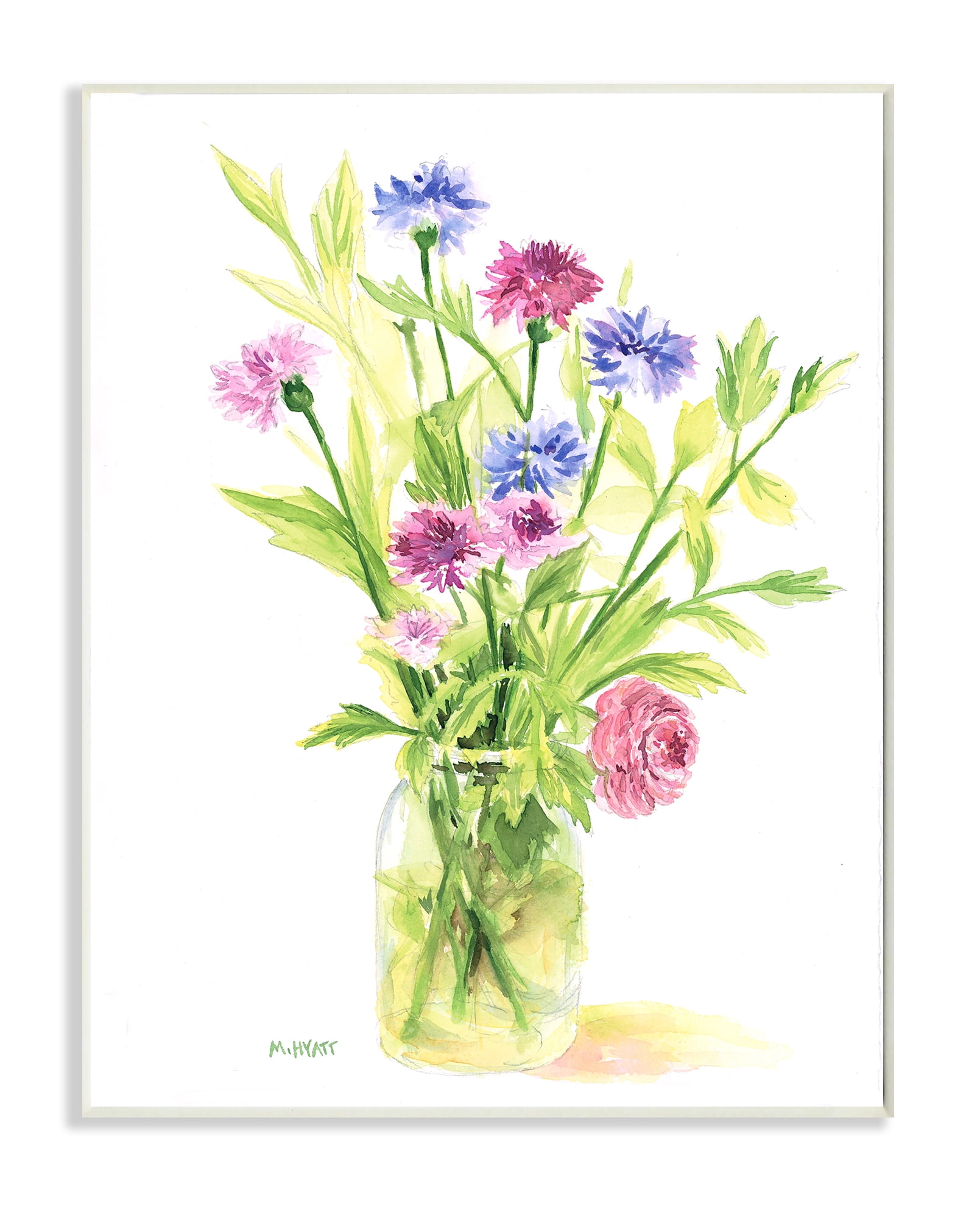 Stupell Industries Bouquet of Wildflowers Soft Green Purple Blue Watercolor Wall Plaque, 10 x 15, Design by Melissa Hyatt LLC