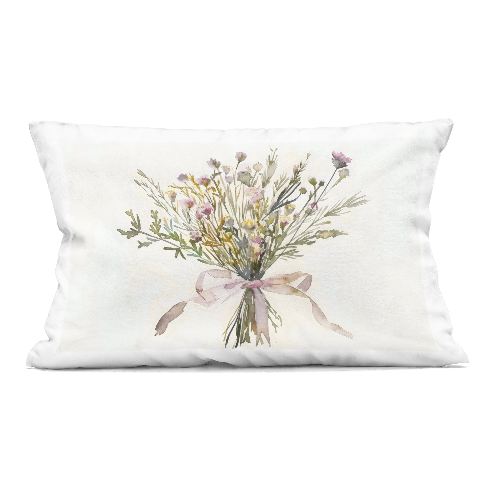 Stupell Industries Bouquet of Wildflowers with Bow Decorative Printed Throw Pillow, design by Creative Studio, 14 x 7 x 20