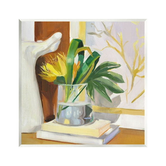 Stupell Industries Bouquet on Books Painting Botanical & Floral Painting Unframed Art Print Wall Art, 12 x 12