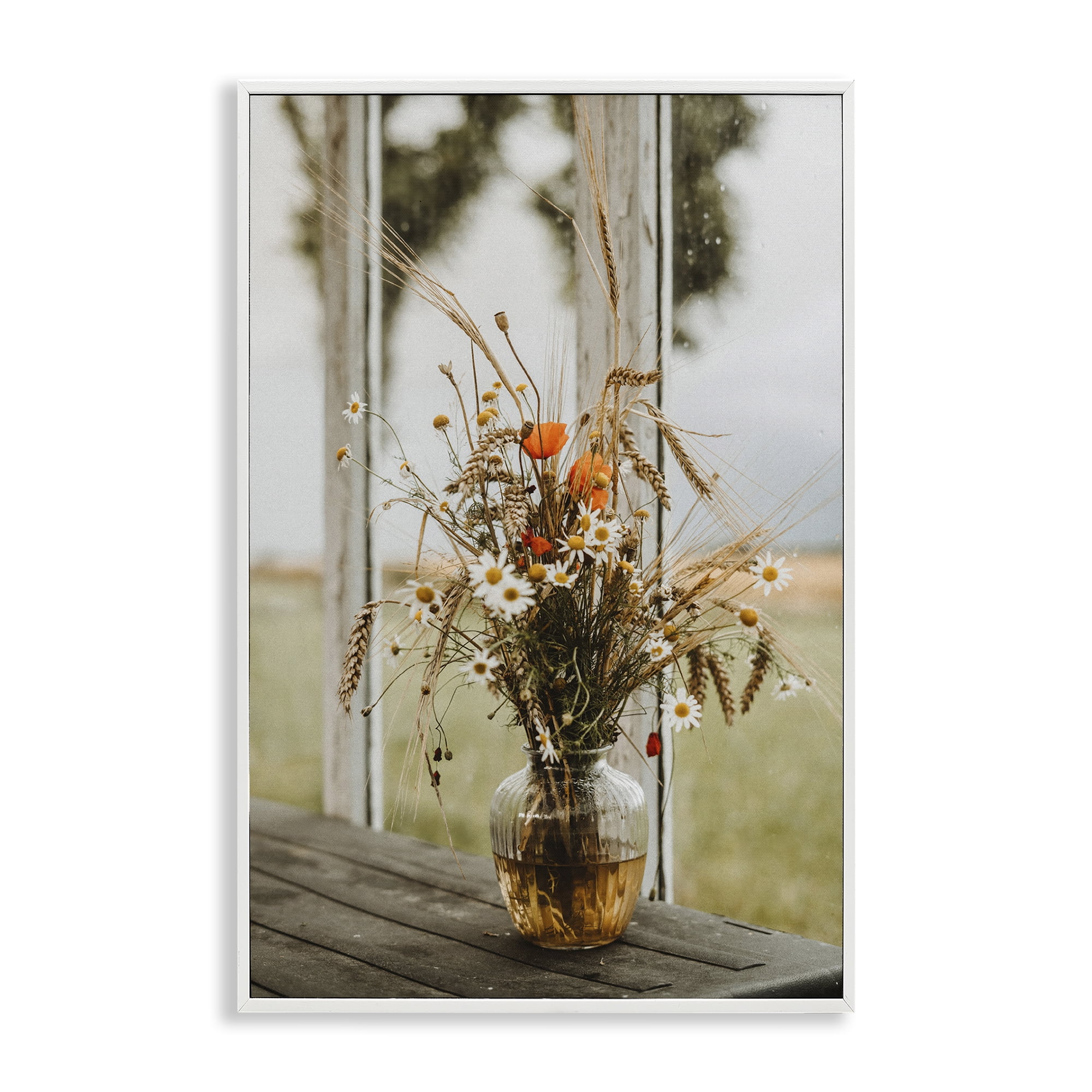 Stupell Industries Bouquet with Window View Plants & Flowers Photography White Framed Art Print Wall Art, 20 x 30