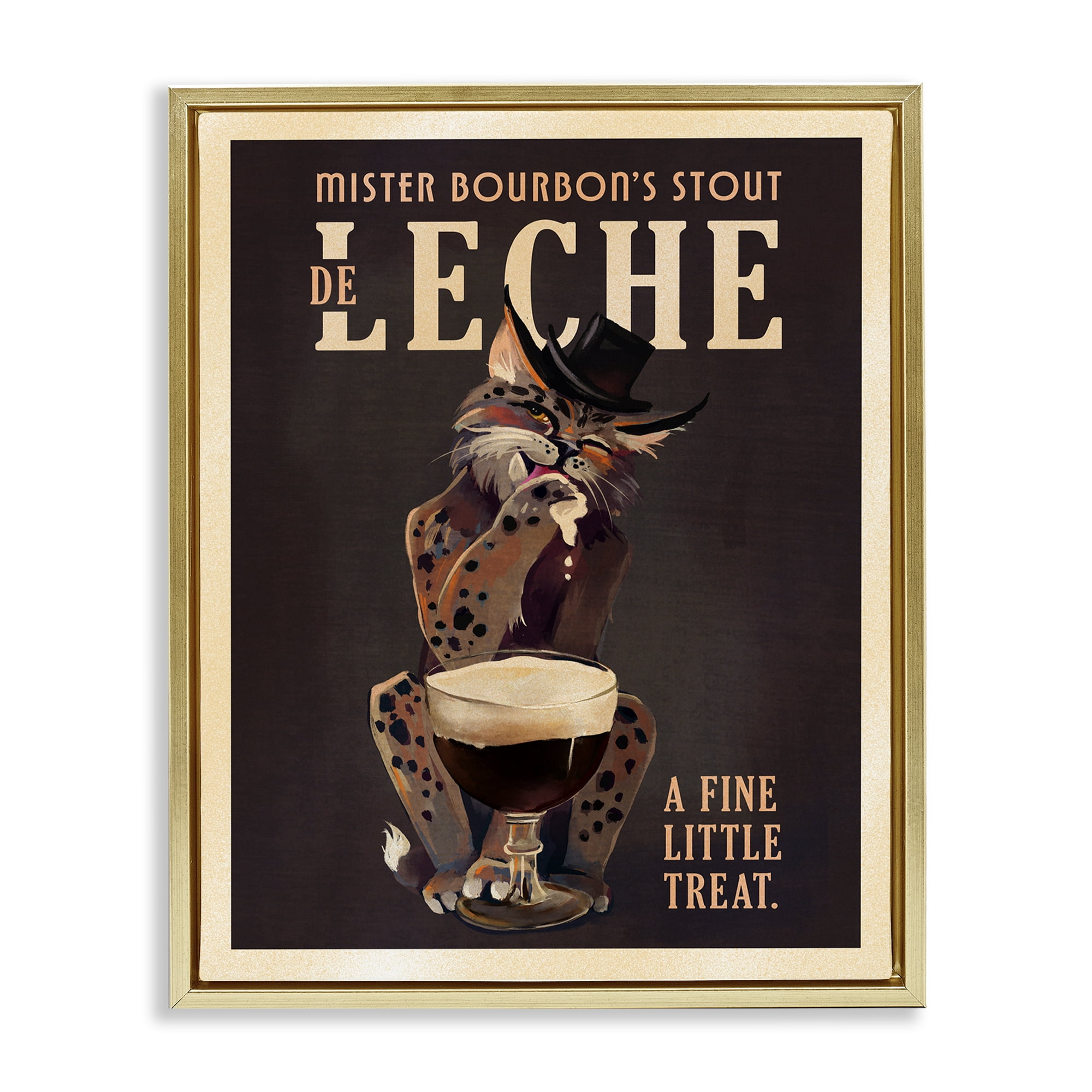 Stupell Industries Bourbon De Leche Stout Food & Beverage Painting Gold Floater Framed Canvas Art Print Wall Art, 17 x 21