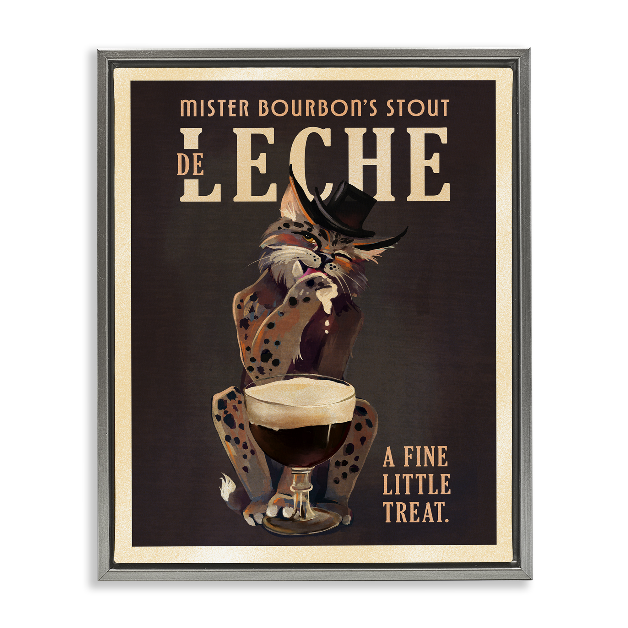Stupell Industries Bourbon De Leche Stout Food & Beverage Painting Gray Floater Framed Canvas Art Print Wall Art, 17 x 21