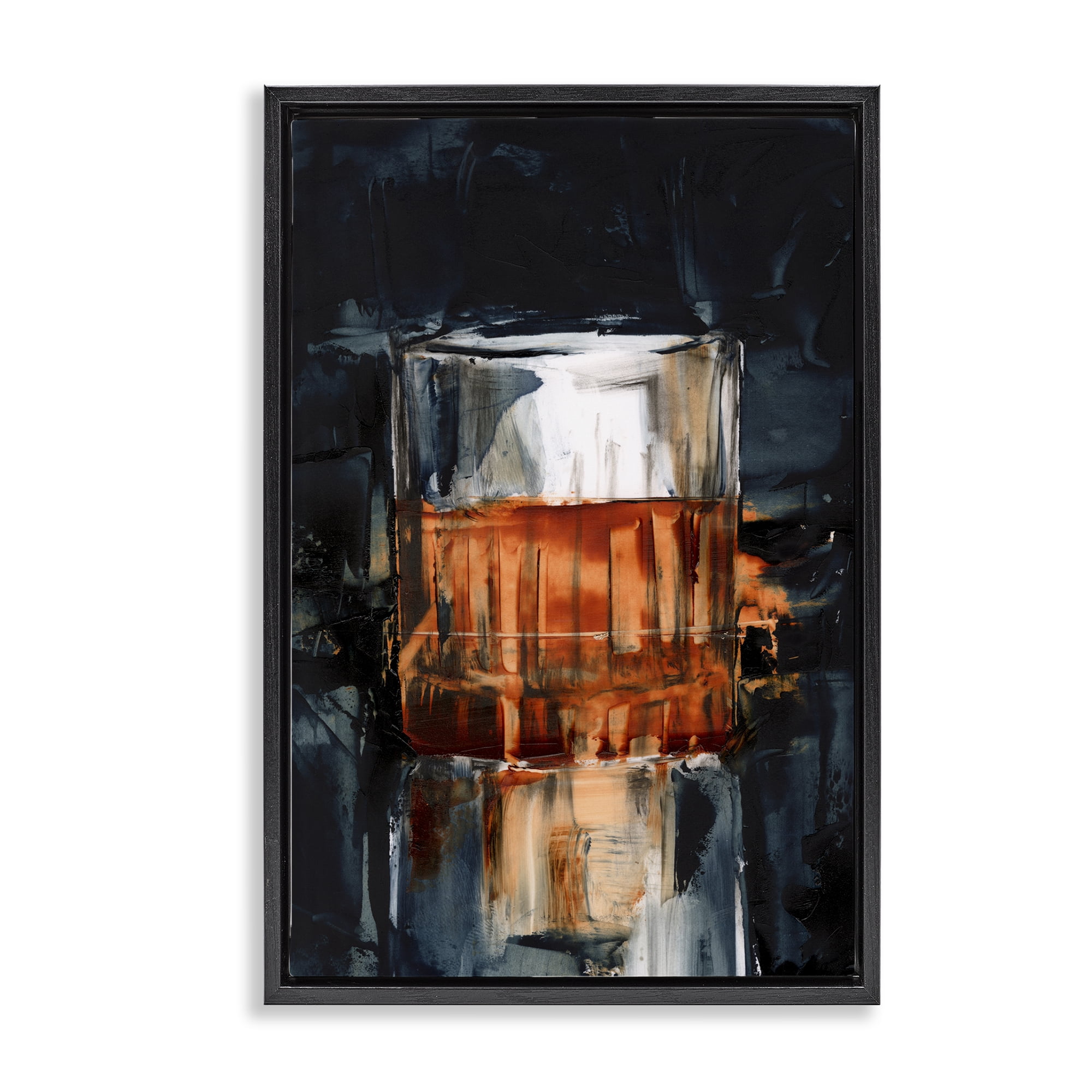 Stupell Industries Bourbon in Glass Food & Beverage Painting Black Floater Framed Canvas Art Print Wall Art, 21 x 31