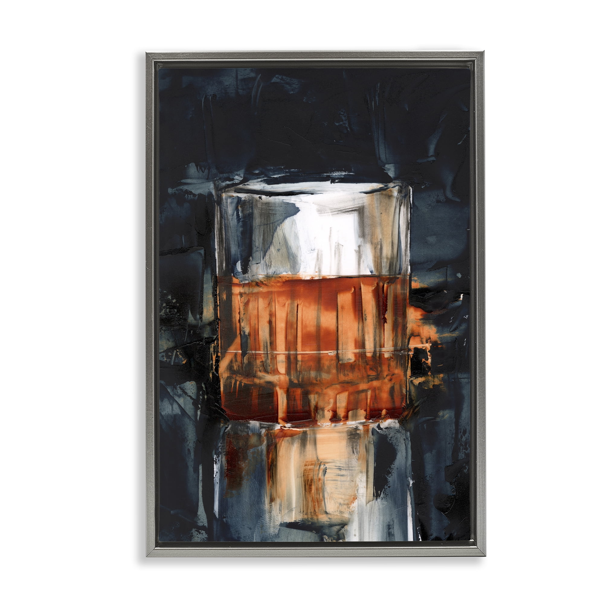 Stupell Industries Bourbon in Glass Food & Beverage Painting Gray Floater Framed Canvas Art Print Wall Art, 17 x 25