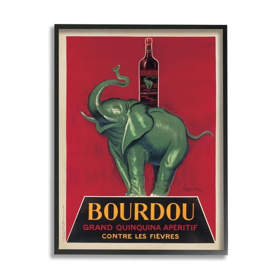 Stupell Industries Bourdou Vintage Elephant Advertisement Bar Illustration Black Framed by Leonetto Cappiello