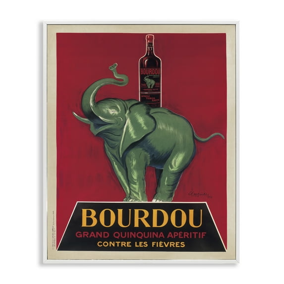 Stupell Industries Bourdou Vintage Elephant Advertisement Food & Beverage Painting White Framed Art Print Wall Art, 16 x 20