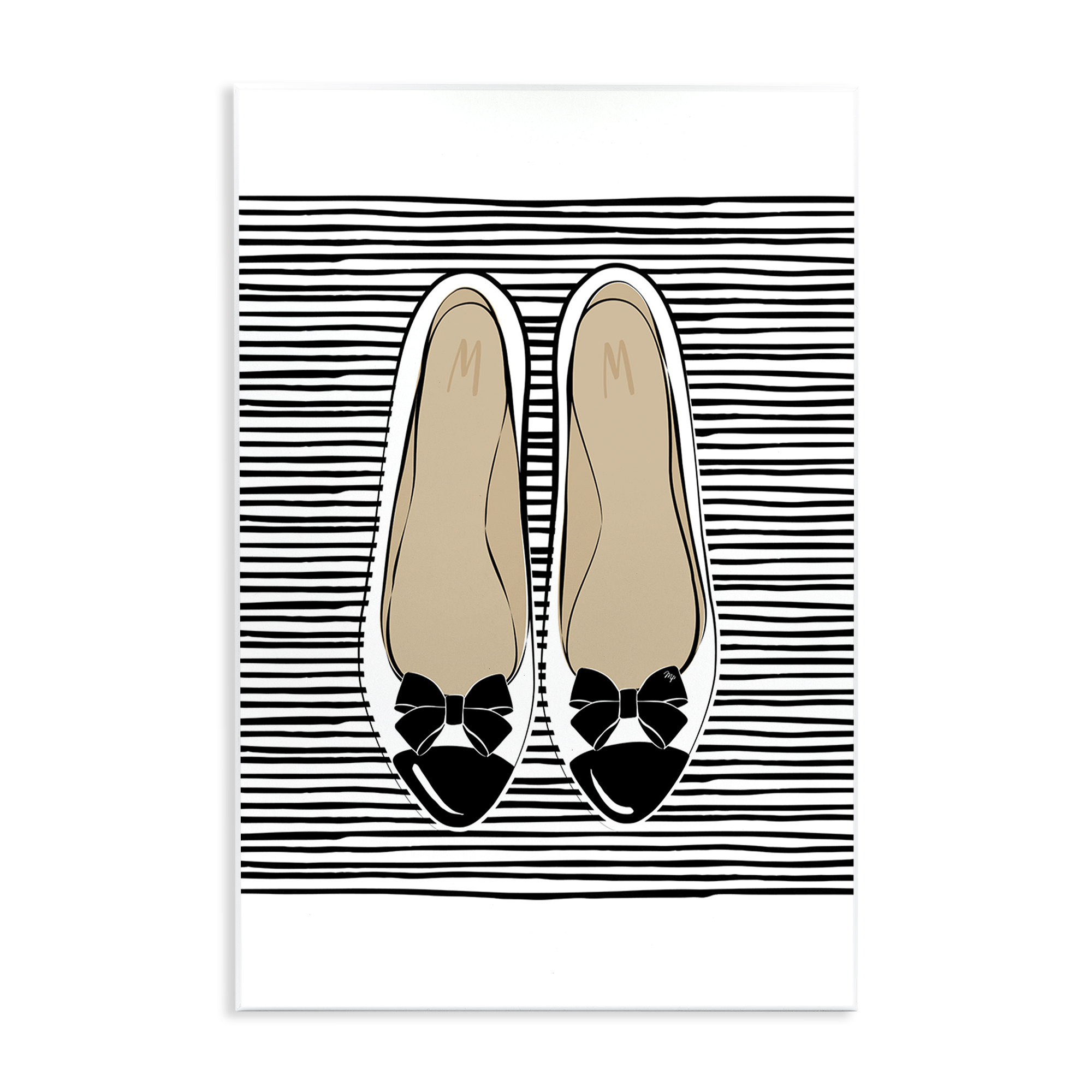 Stupell Industries Bow Flats on Stripes Beauty & Fashion Painting Unframed Art Print Wall Art, 10 x 15