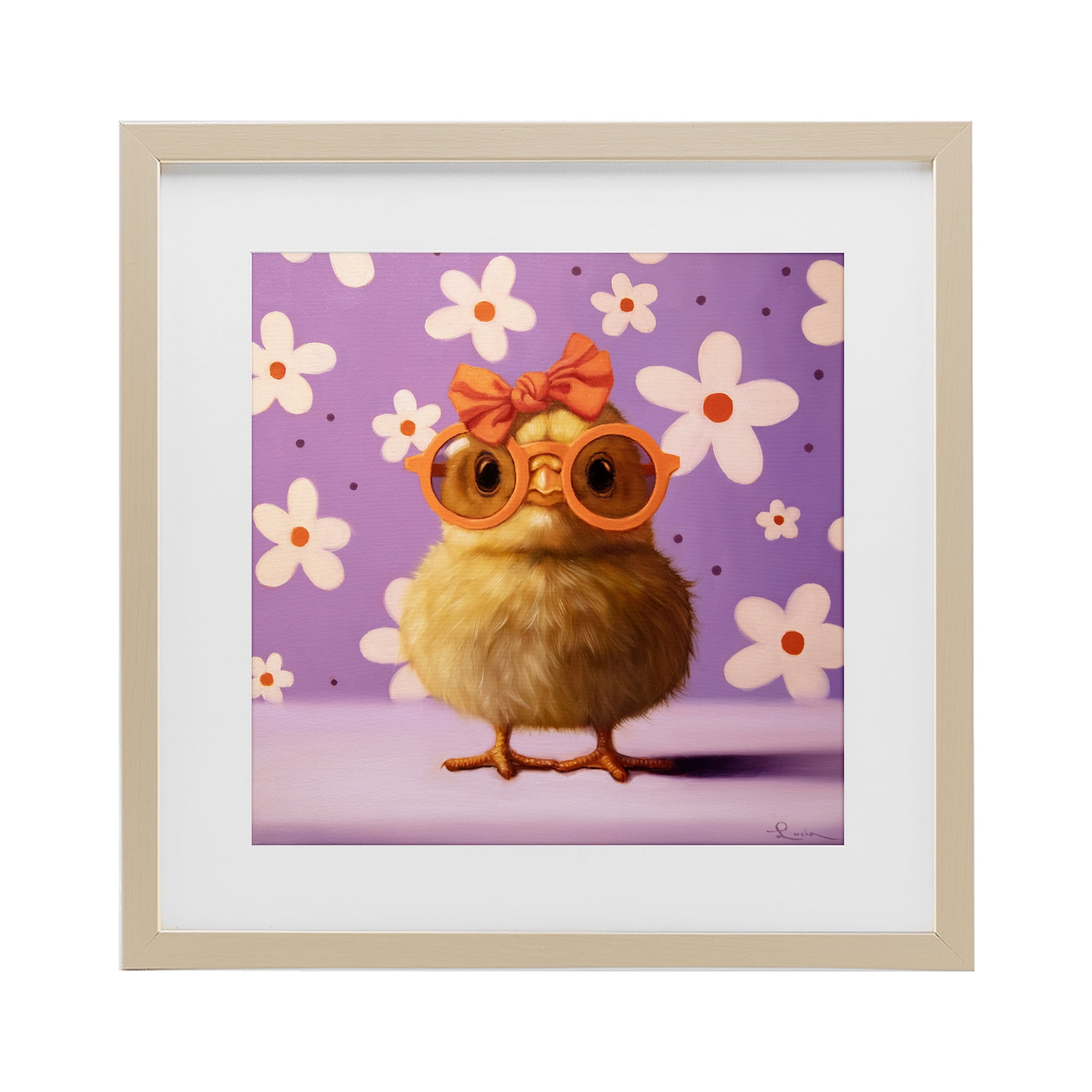 Stupell Industries Bow Peep Groovy Chick Birch Framed Print Under Glass, design by Lucia Heffernan