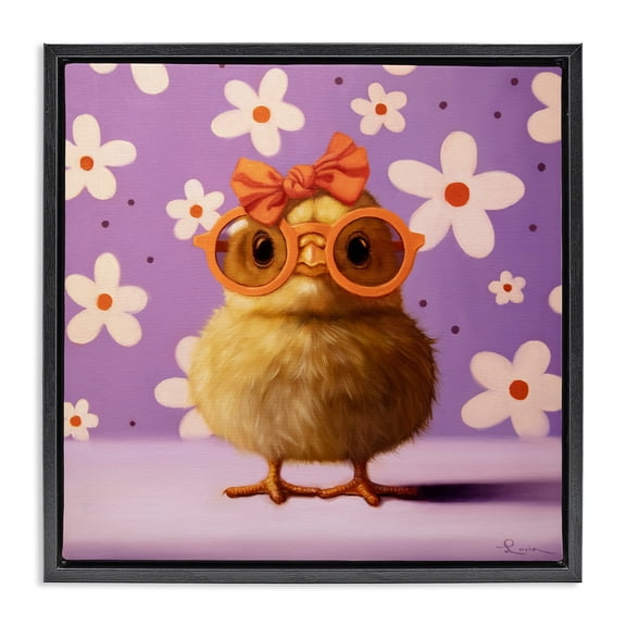 Stupell Industries Bow Peep Groovy Chick Black Framed Floater Canvas Wall Art, design by Lucia Heffernan
