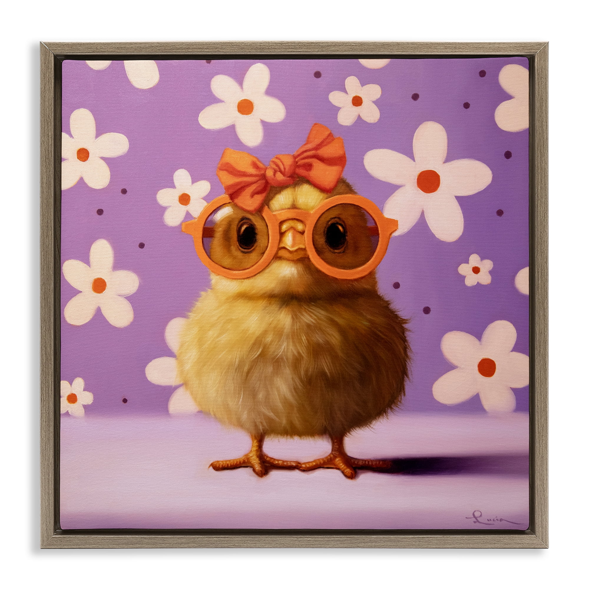 Stupell Industries Bow Peep Groovy Chick Brown Framed Floater Canvas Wall Art, design by Lucia Heffernan