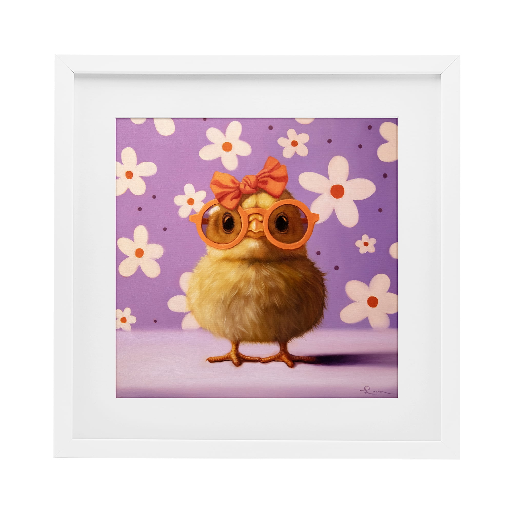 Stupell Industries Bow Peep Groovy Chick White Framed Print Under Glass, design by Lucia Heffernan