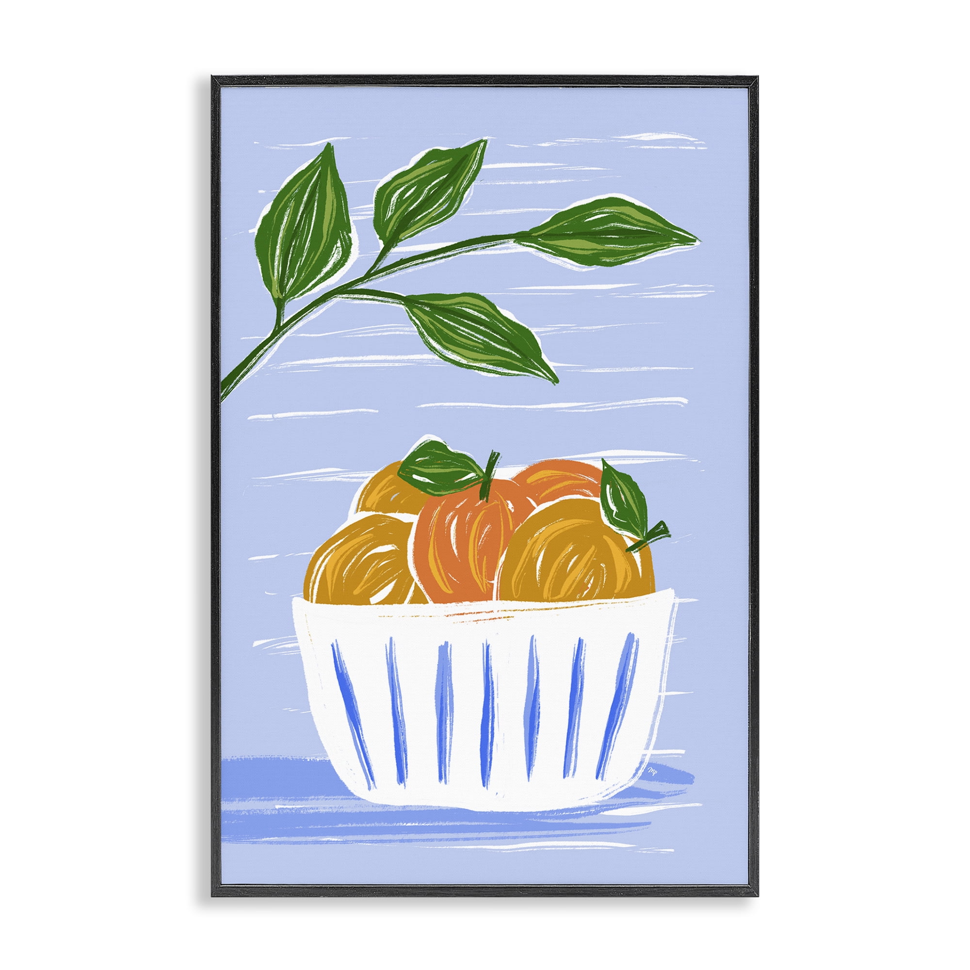 Stupell Industries Bowl Of Oranges Food & Beverage Painting Black Framed Art Print Wall Art, 20 x 30
