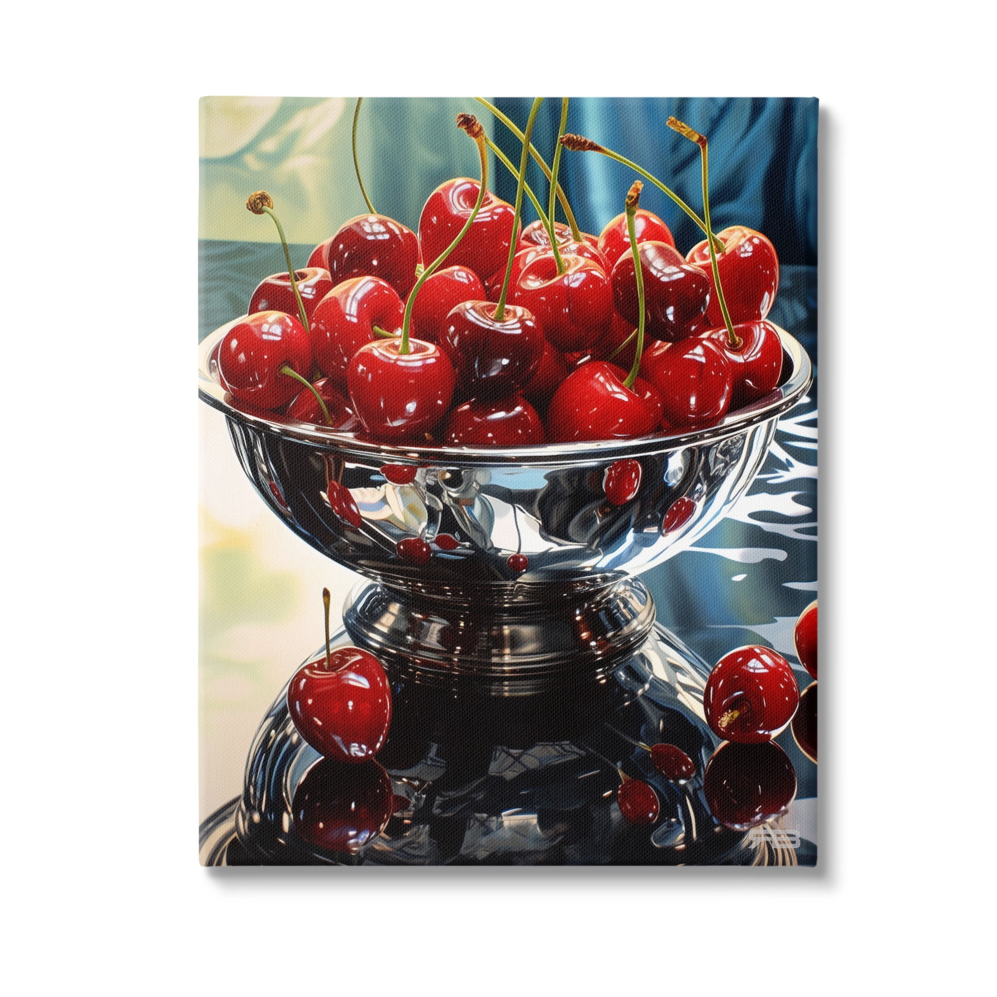 Stupell Industries Bowl of Cherries Reflection Food & Beverage Painting Gallery Wrapped Canvas Art Print Wall Art, 30 x 40