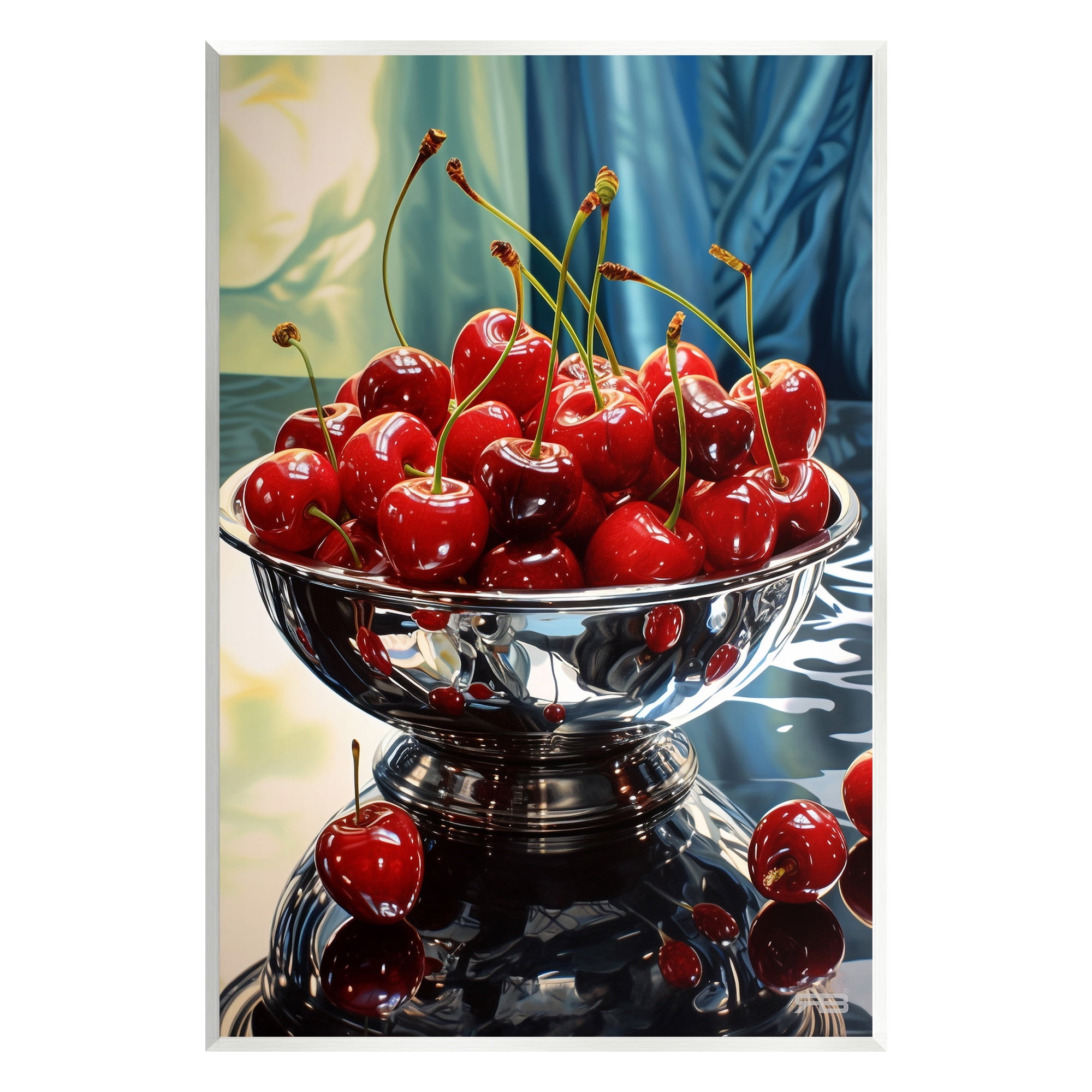 Stupell Industries Bowl of Cherries Reflection Food & Beverage Painting Unframed Art Print Wall Art, 13 x 19
