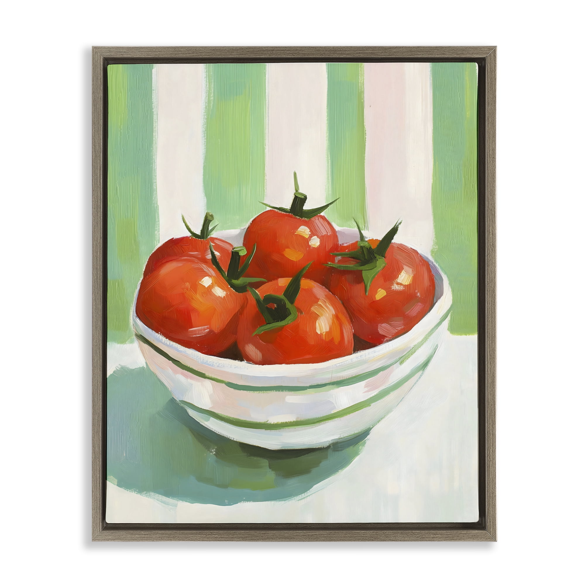 Stupell Industries Bowl of Fresh Tomatoes Brown Framed Floater Canvas Wall Art, design by The Prints Vibe