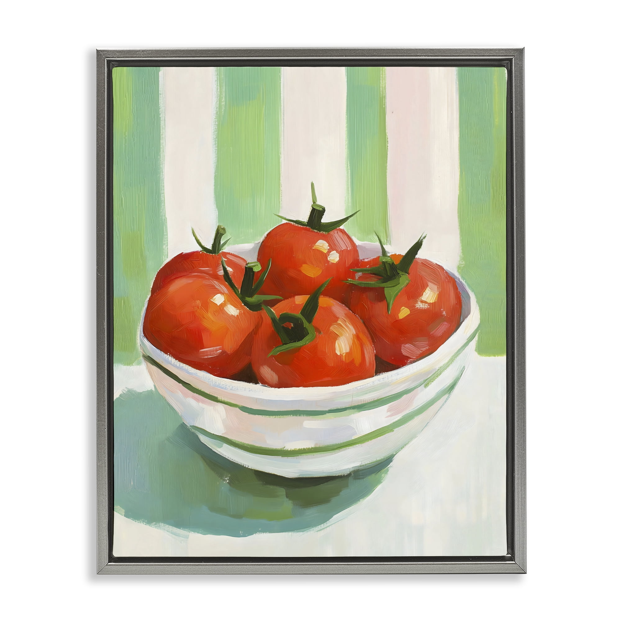 Stupell Industries Bowl of Fresh Tomatoes Gray Framed Floater Canvas Wall Art, design by The Prints Vibe