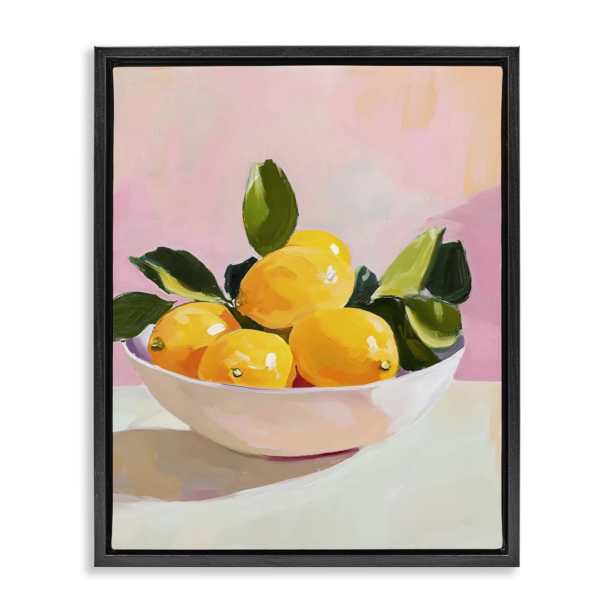 Stupell Industries Bowl of Lemons in Sunlight Black Framed Floater Canvas Wall Art, design by The Prints Vibe