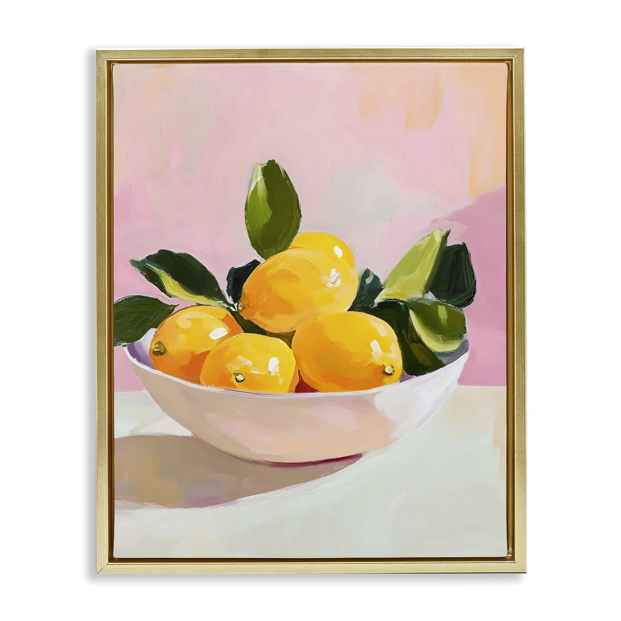 Stupell Industries Bowl of Lemons in Sunlight Gold Framed Floater Canvas Wall Art, design by The Prints Vibe