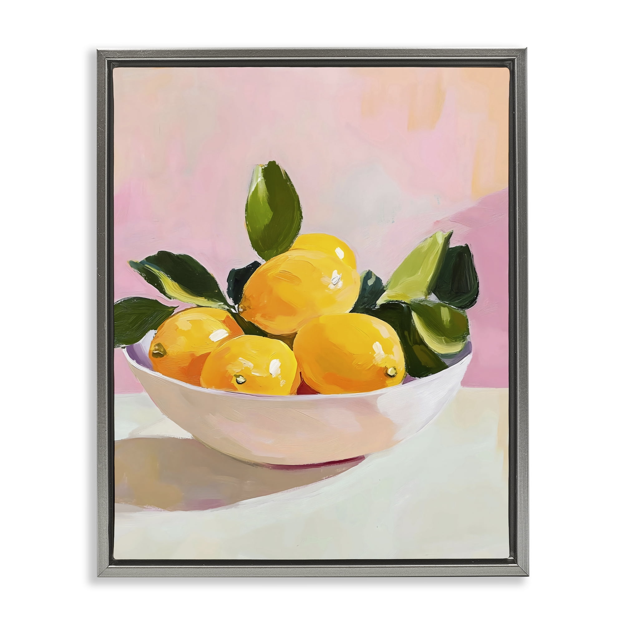 Stupell Industries Bowl of Lemons in Sunlight Gray Framed Floater Canvas Wall Art, design by The Prints Vibe