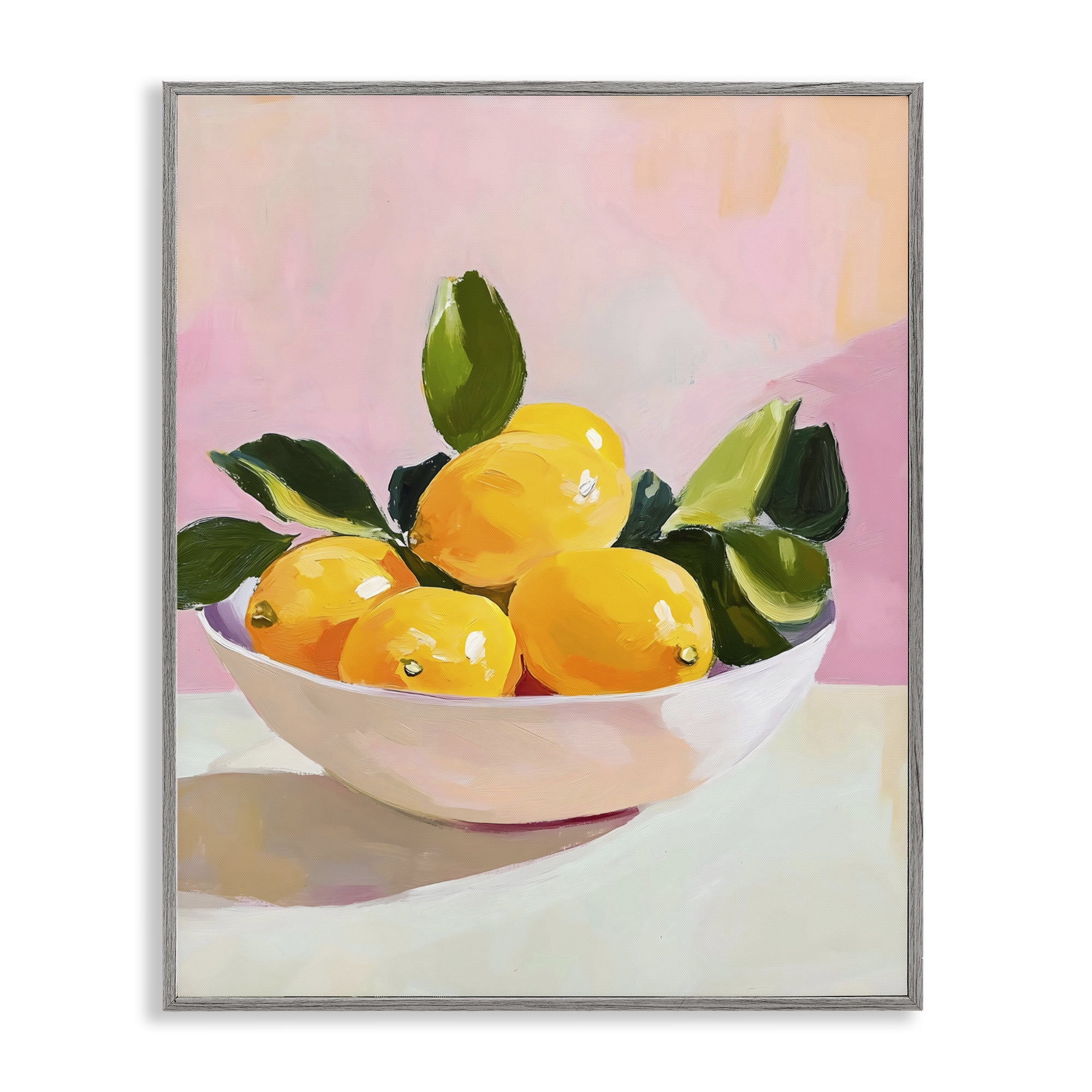 Stupell Industries Bowl of Lemons in Sunlight Gray Framed Giclee Art, design by The Prints Vibe