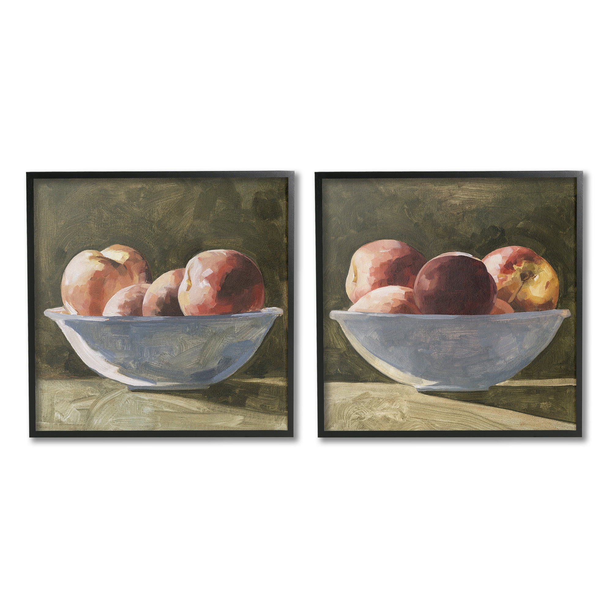 Stupell Industries Bowls of Apples Food & Beverage Painting Black Framed Art Print Wall Art, 24 x 24, Set of 2