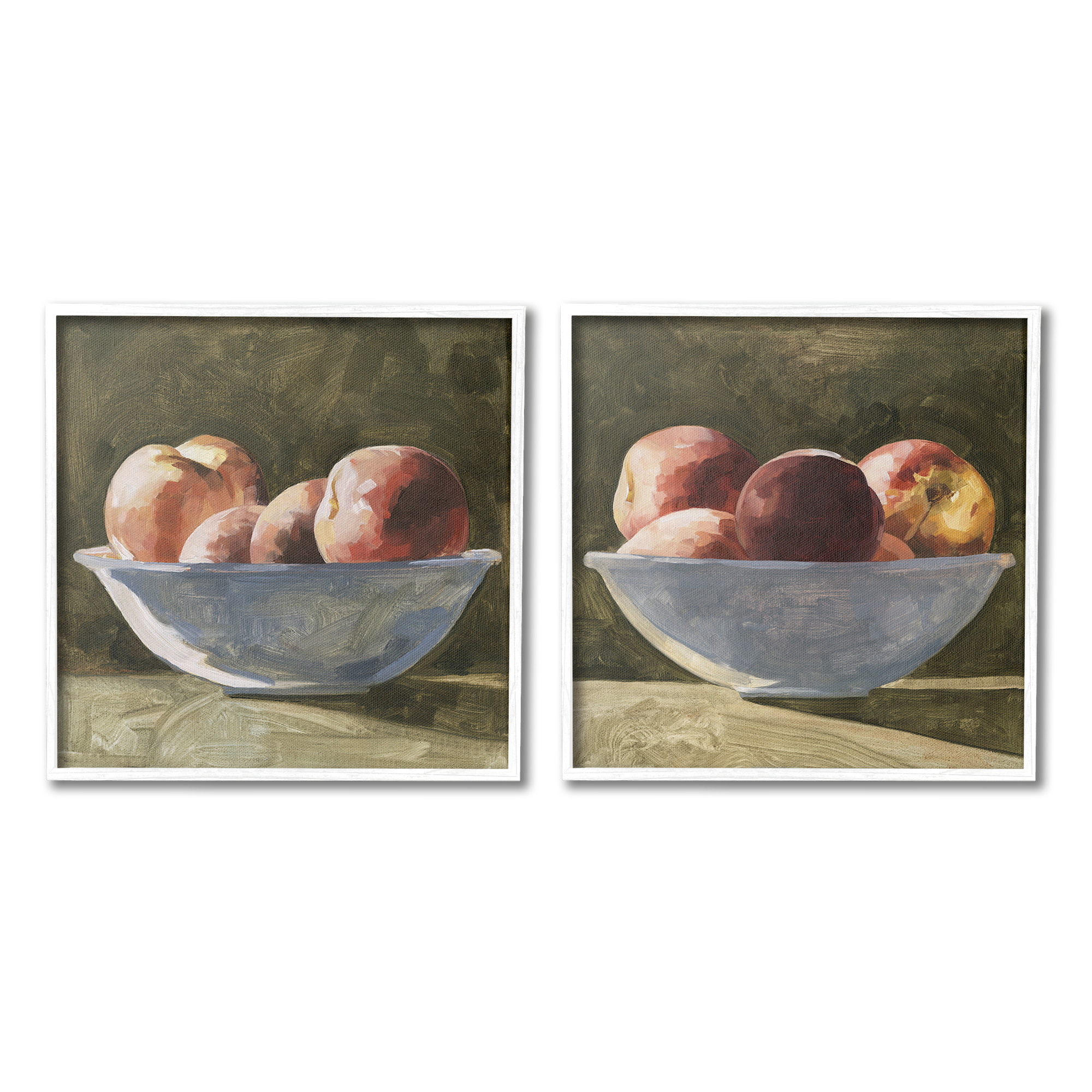 Stupell Industries Bowls of Apples Food & Beverage Painting White Framed Art Print Wall Art, 12 x 12, Set of 2