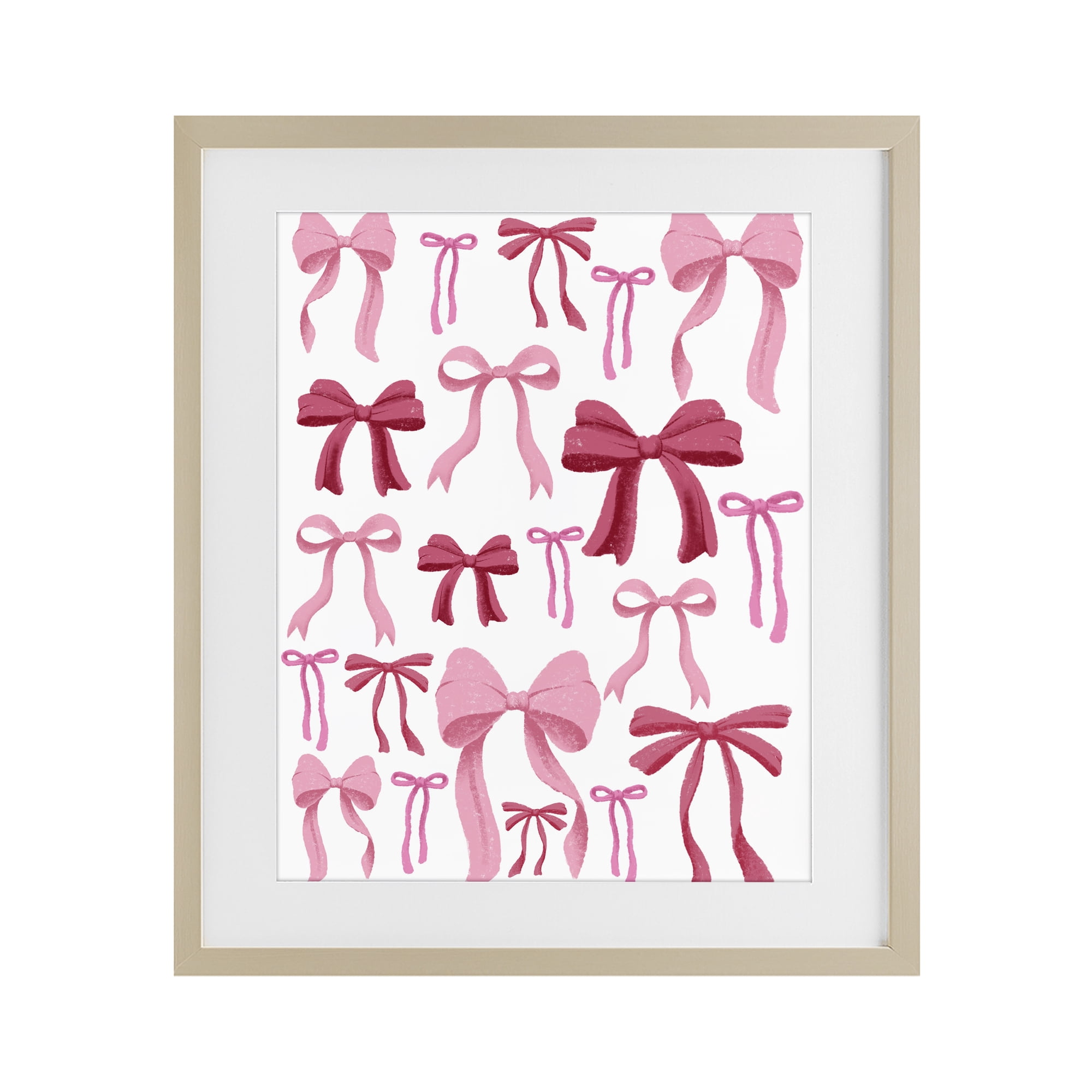 Stupell Industries Bows All Over Pink & Red Birch Framed Print Under Glass, design by Marcus Prime