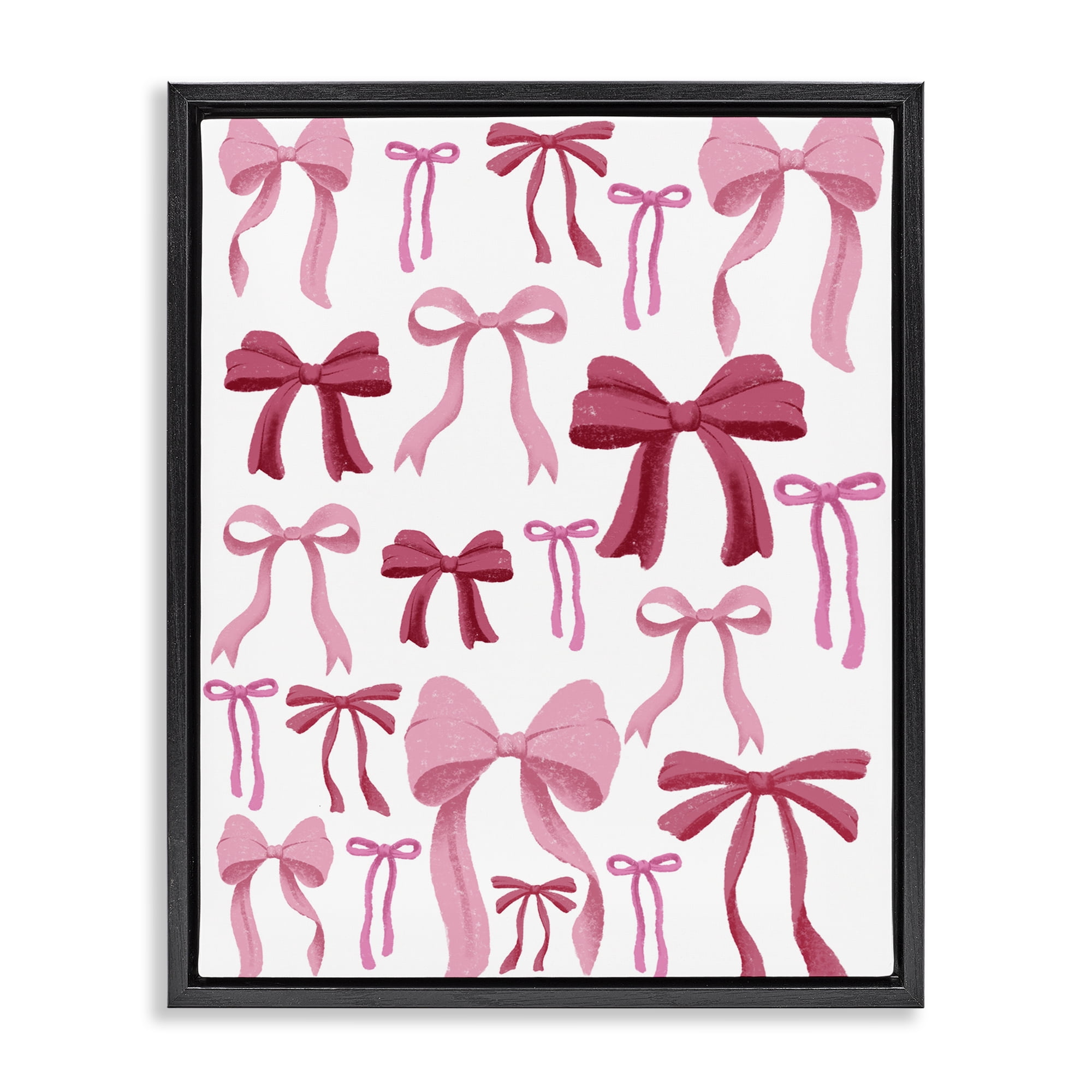 Stupell Industries Bows All Over Pink & Red Black Framed Floater Canvas Wall Art, design by Marcus Prime