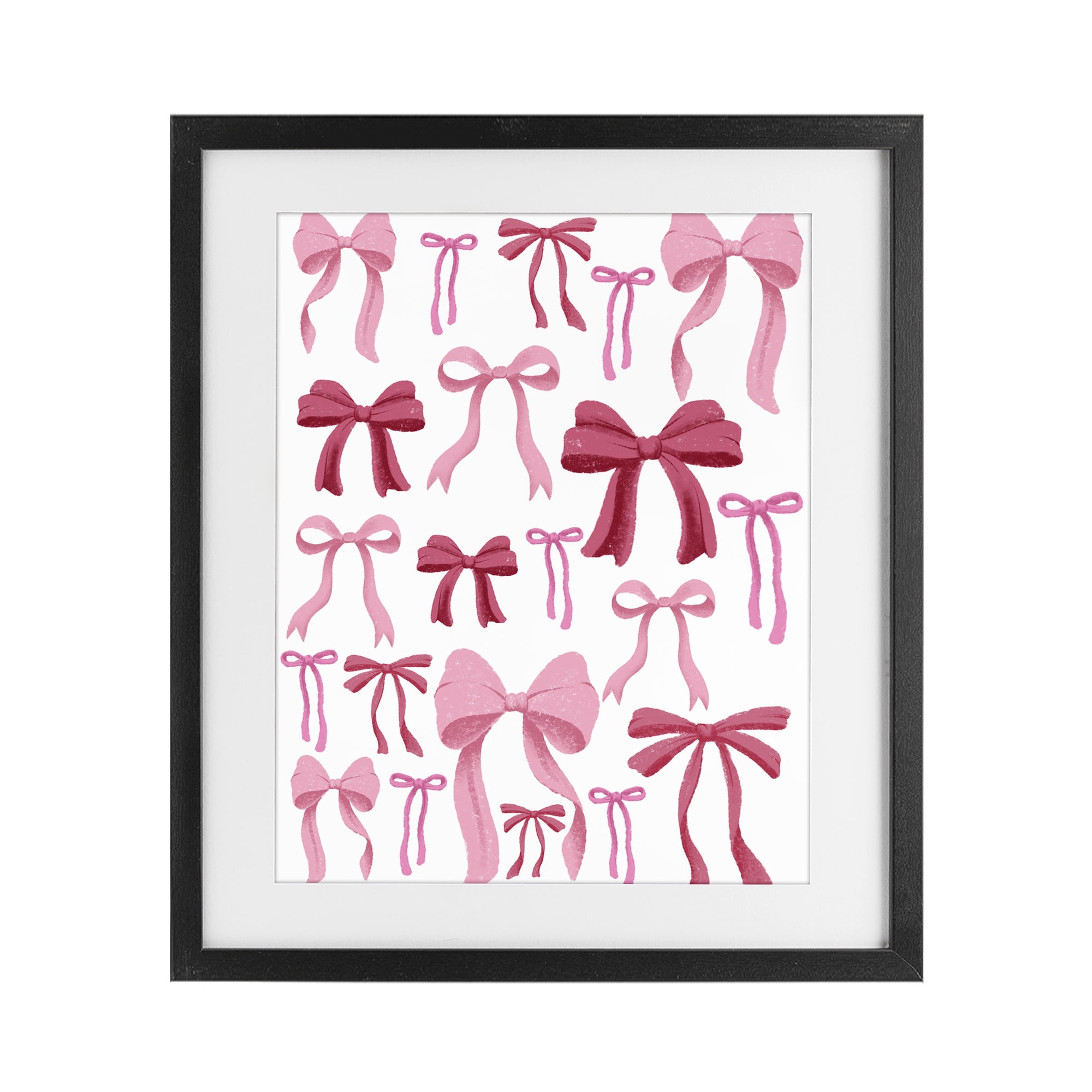 Stupell Industries Bows All Over Pink & Red Black Framed Print Under Glass, design by Marcus Prime