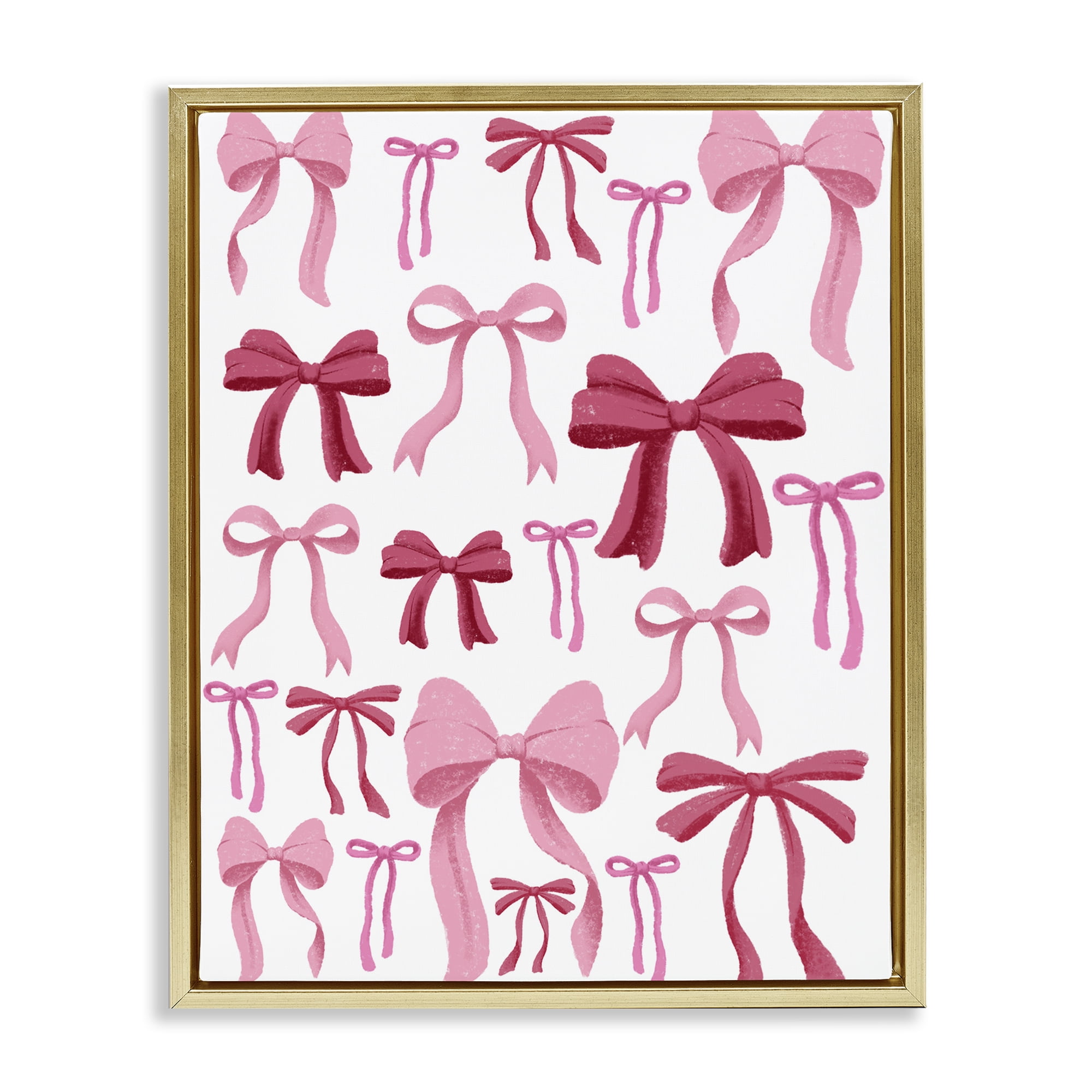 Stupell Industries Bows All Over Pink & Red Gold Framed Floater Canvas Wall Art, design by Marcus Prime