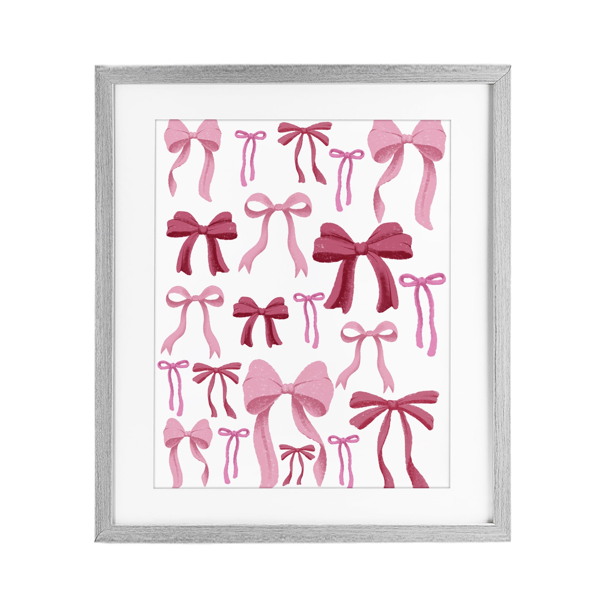 Stupell Industries Bows All Over Pink & Red Gray Framed Print Under Glass, design by Marcus Prime