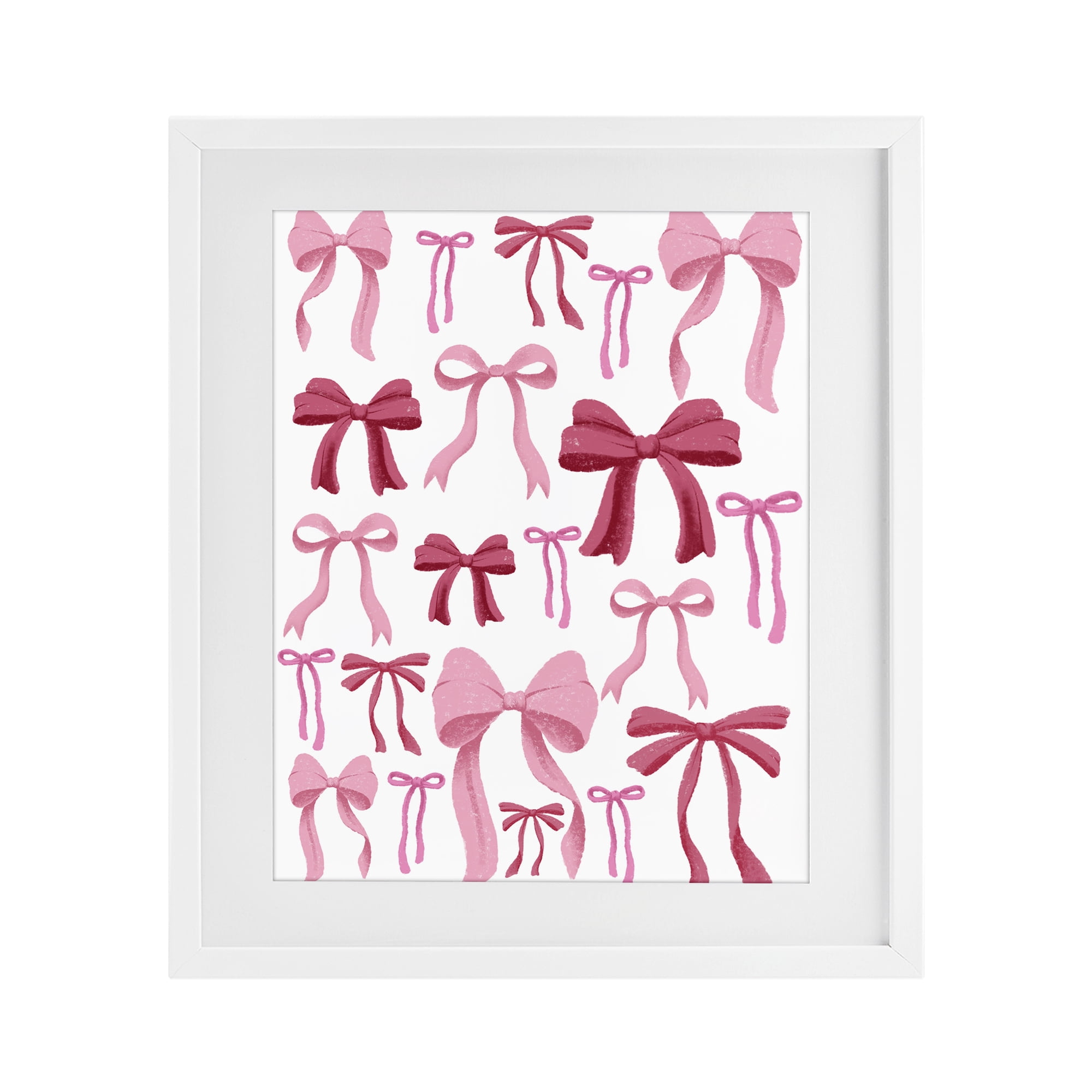 Stupell Industries Bows All Over Pink & Red White Framed Print Under Glass, design by Marcus Prime