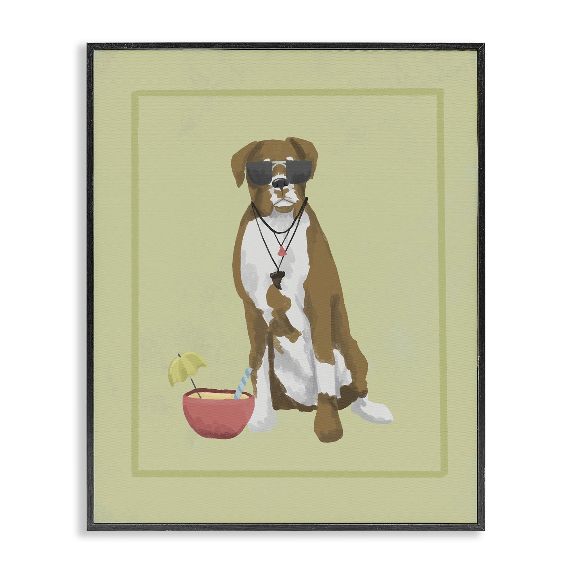 Stupell Industries Boxer Beach Day Black Framed Giclee Art, design by Sadie Harper