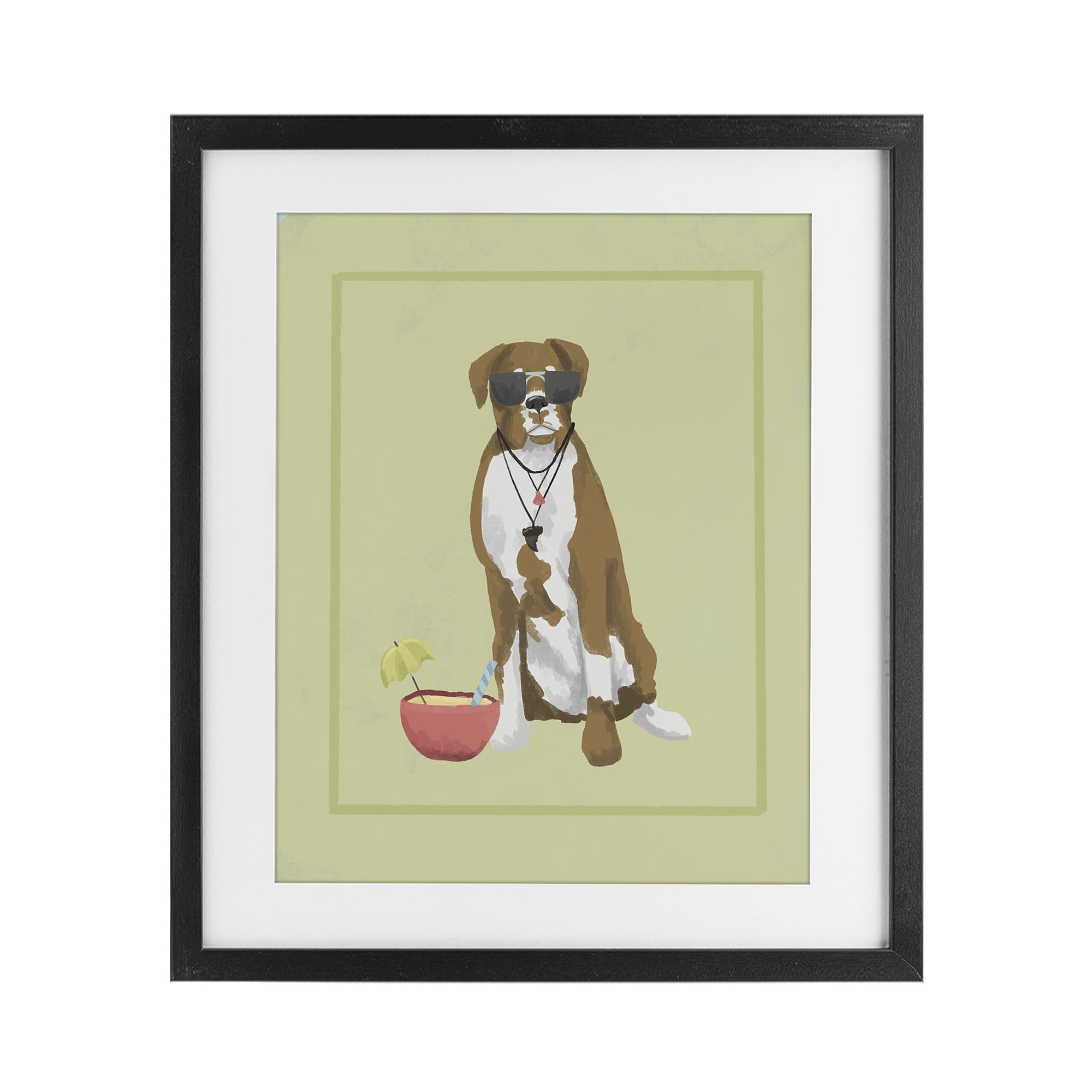 Stupell Industries Boxer Beach Day Black Framed Print Under Glass, design by Sadie Harper